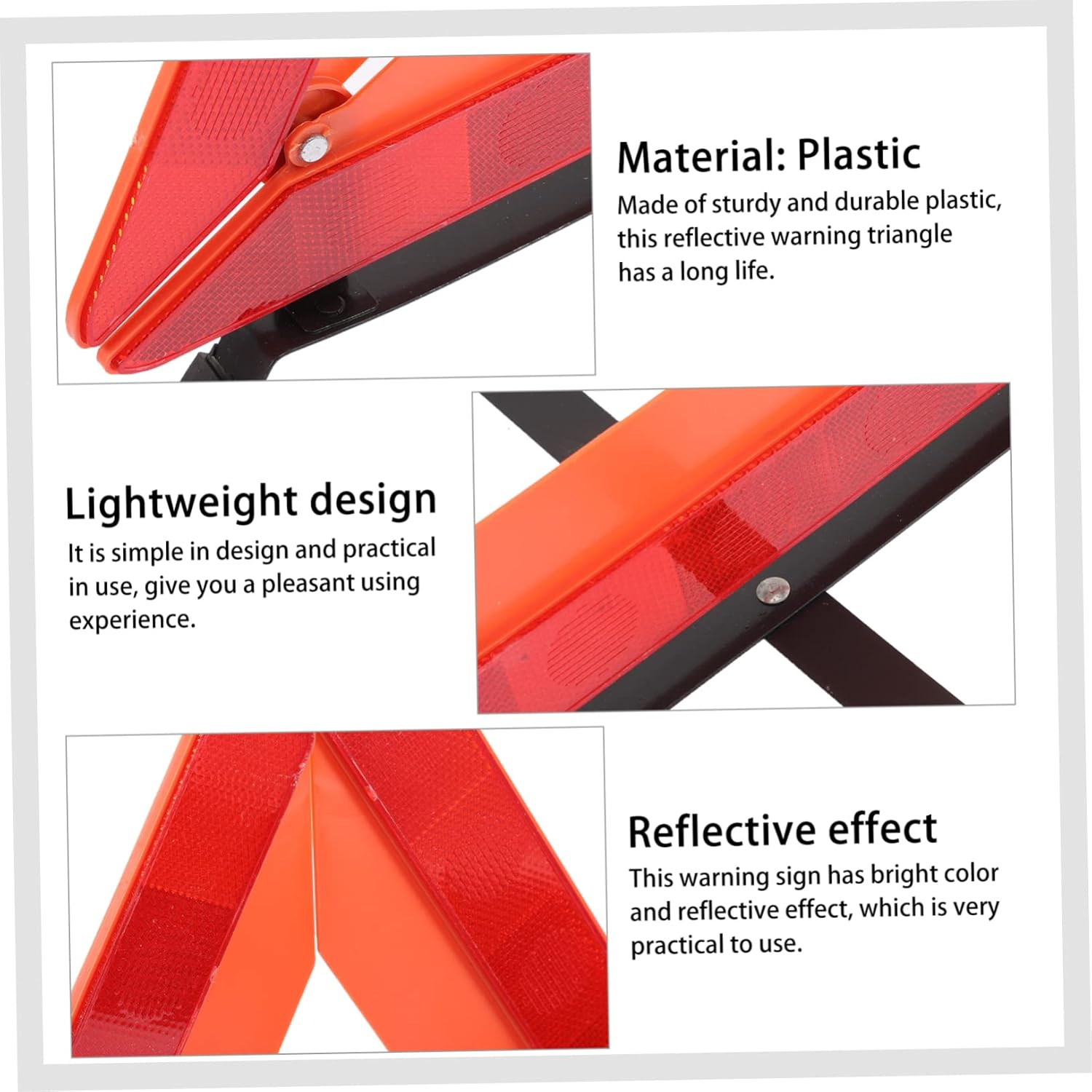 Warning Triangle Reflective Roadside Safety Triangle Frame Reflector for Car Emergencies Reflective Tape image number 6