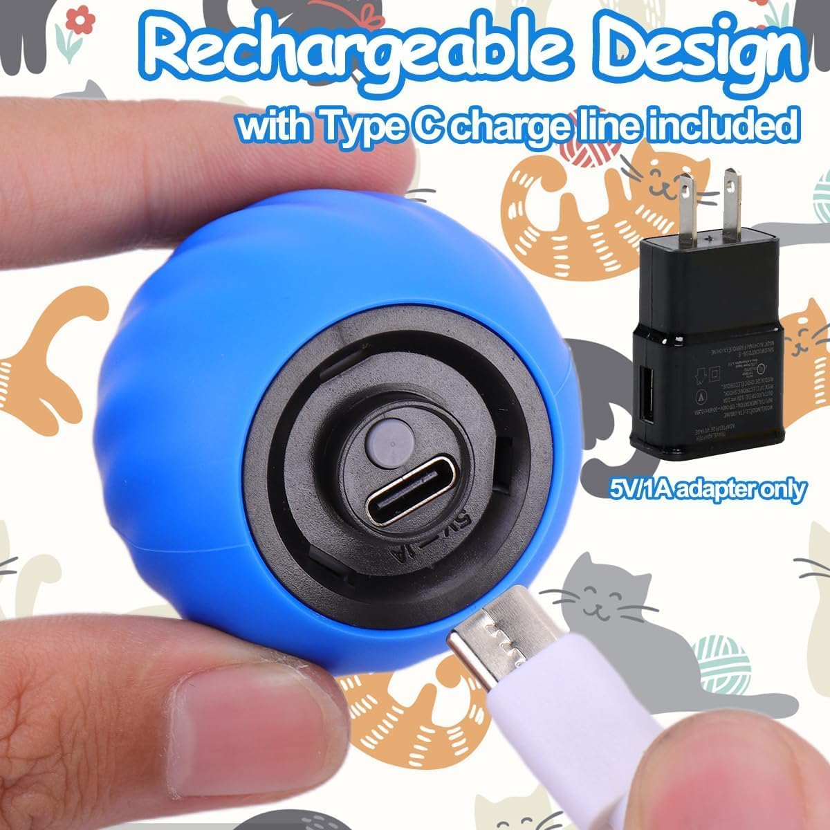 APEXORIGIN 2 PCS Interactive Cat Toy Ball, Automatic Cat Toys for Indoor Cats - Speedy Kitten Toys for Indoor Cats with Feather Tails for Chasing, Two Modes & One-Click Switching (Blue and Orange) image number 1