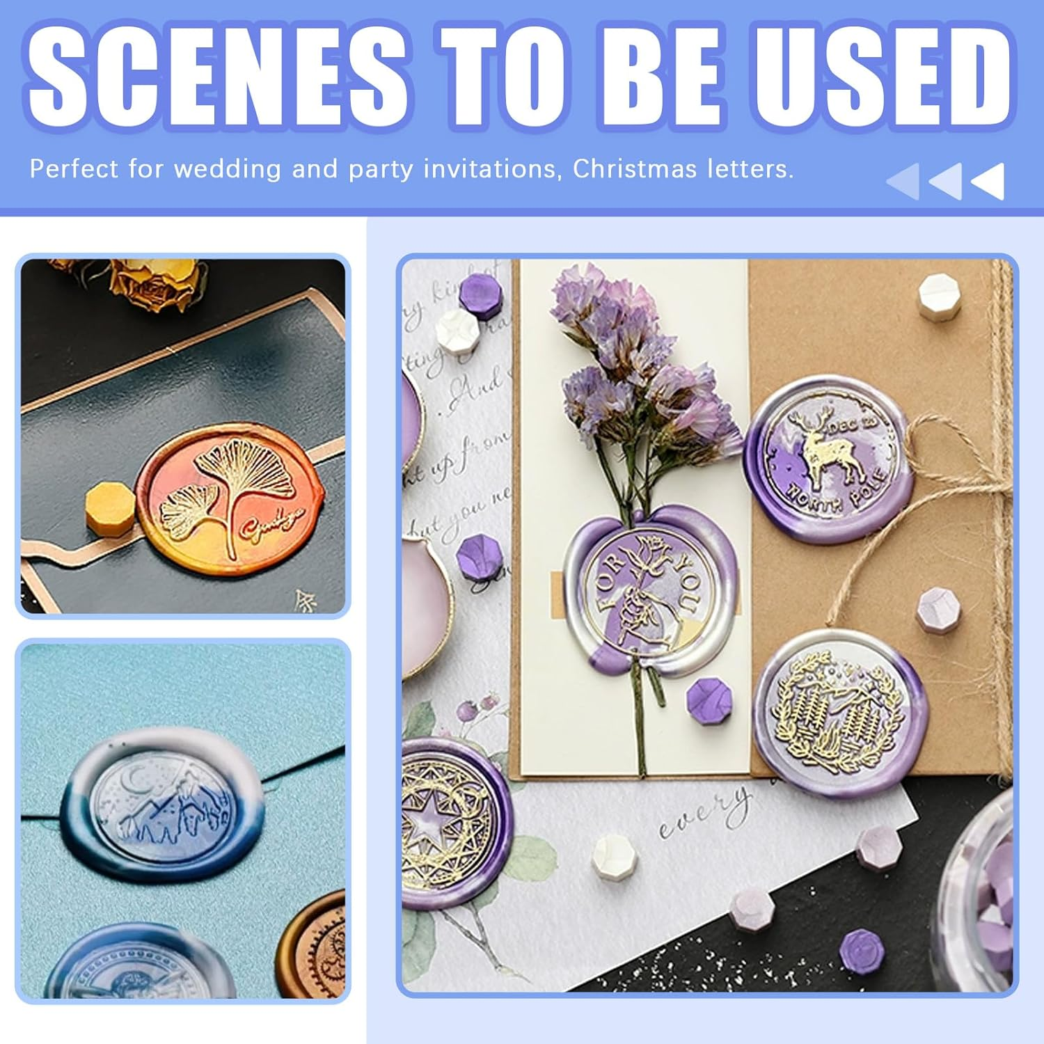 Glarks 467Pcs Wax Seal Stamp Kit, Wax Letter Seal Set with Colorful Wax Seal Beads, Wax Seal Spoon, Bear Shaped Wax Seal Mold, Candles for Envelope Letter Wedding Invitation Decor image number 5