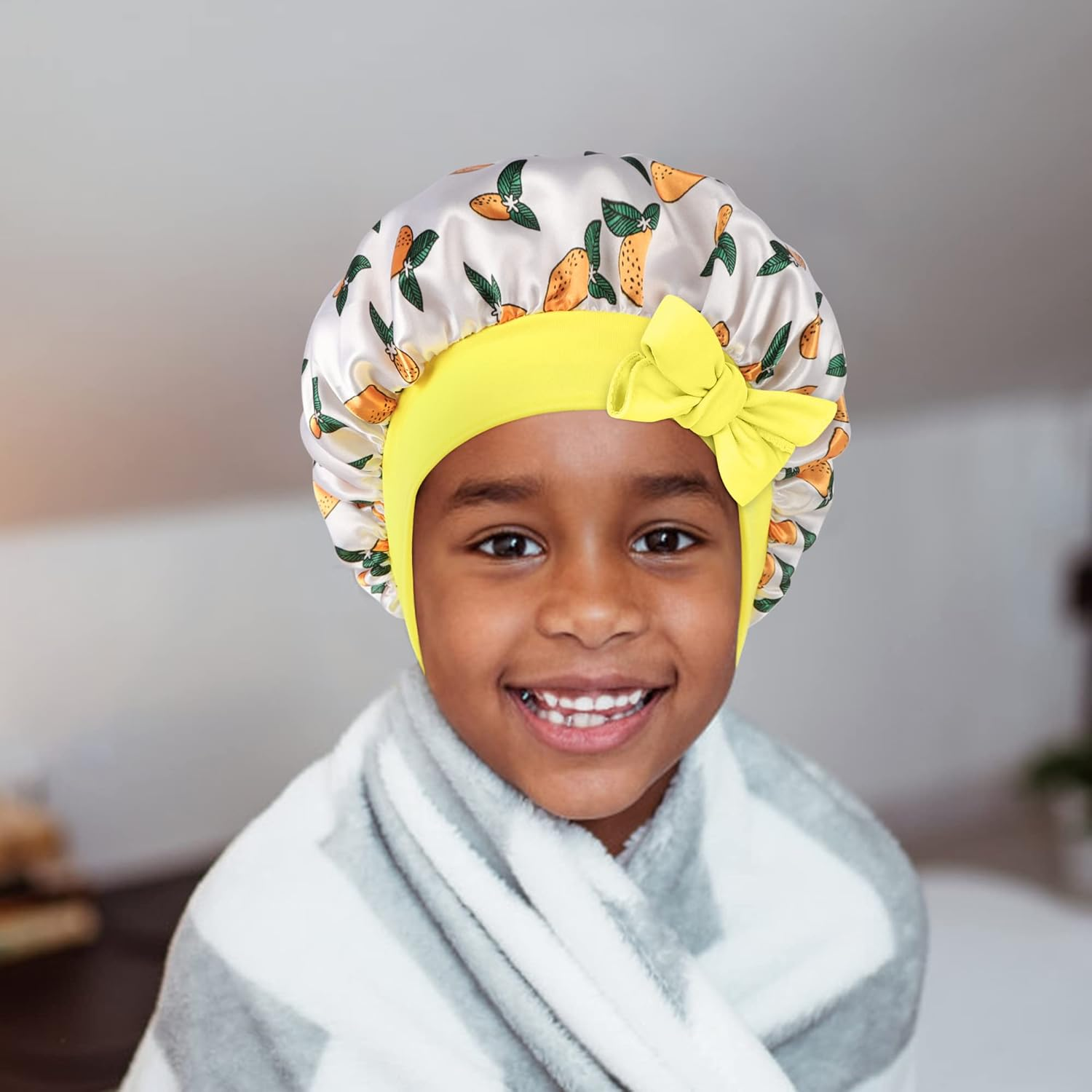 WEIPAO Kids Satin Bonnet - 3 Packs Baby Bonnet for Curly Hair Silk Sleep Cap with Adjustable Elasticated Soft Band for Child Toddler Baby image number 2