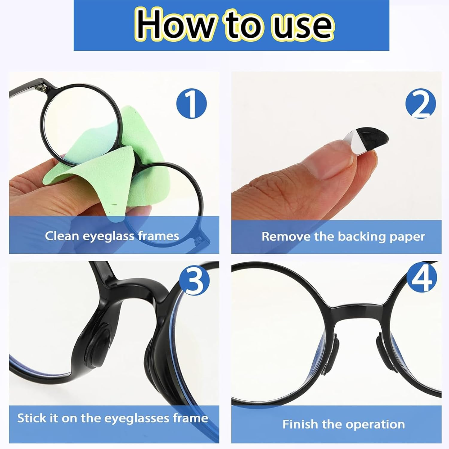 Itadaku 20 Pairs Silicone Anti-Slip Glasses Nose Pads, Soft and Thick Adhesive Nose Grips with Air Bag for Eyeglasses, Sunglasses, and Reading Glasses (White & Black) image number 2