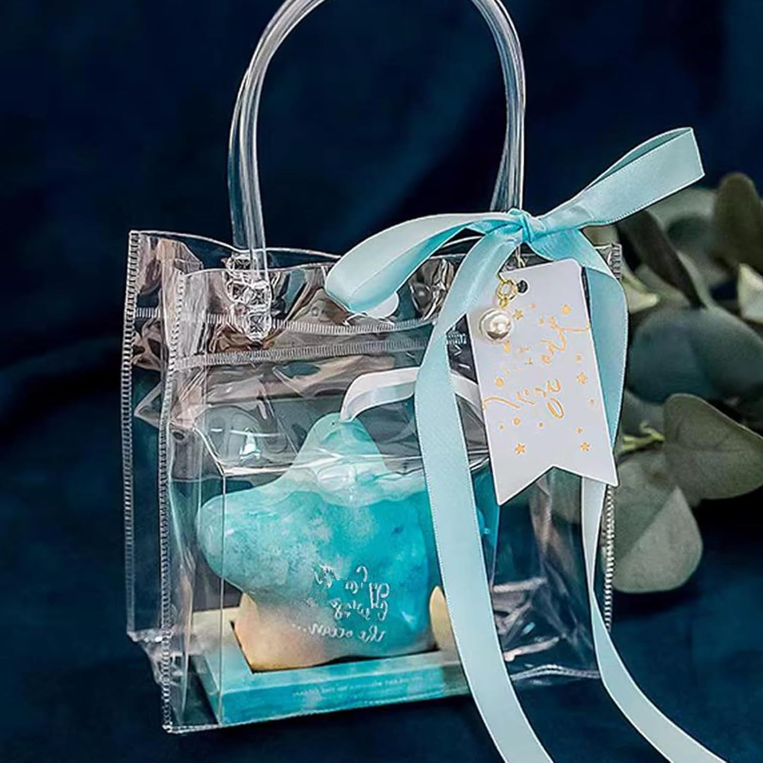 12 Pack Reusable Clear PVC Tote Bag, Tote Transparent Gift Wrap Waterproof Shopping Bags Party Gift Bags for Wedding Candy Bags Party Favor Shopping Retail Jewelry