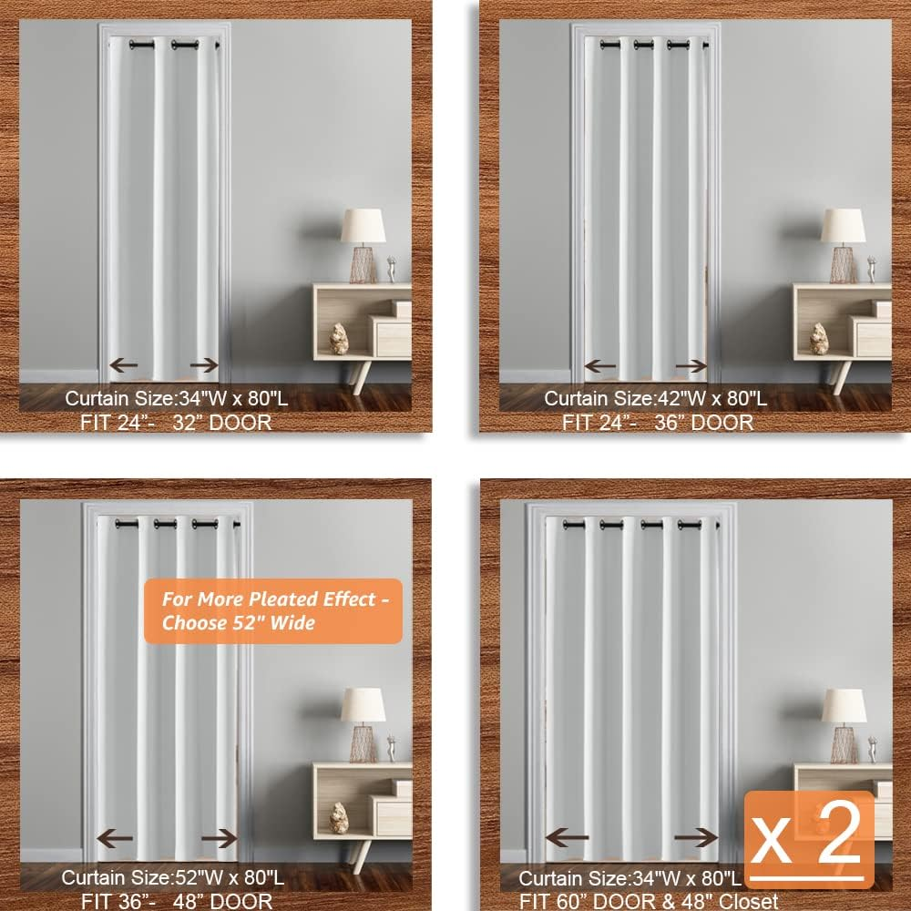 SHINELAND White Ash Doorway Curtain for Interior Door, Fits Opening 24-36 Inch, 80 Inches Long, Alternative to Accordion/Barn/Bifold/Folding/Closet Door image number 2