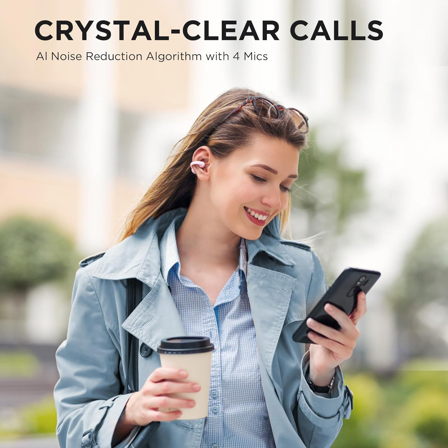 Sanag Z50SPRO Open Ear Wireless Earbuds Bluetooth 5.3 with Microphone Clip on Ear Headphones with Charging Case Compatible with Iphone/Samsung Phone for Men, Women(Pink) image number 2