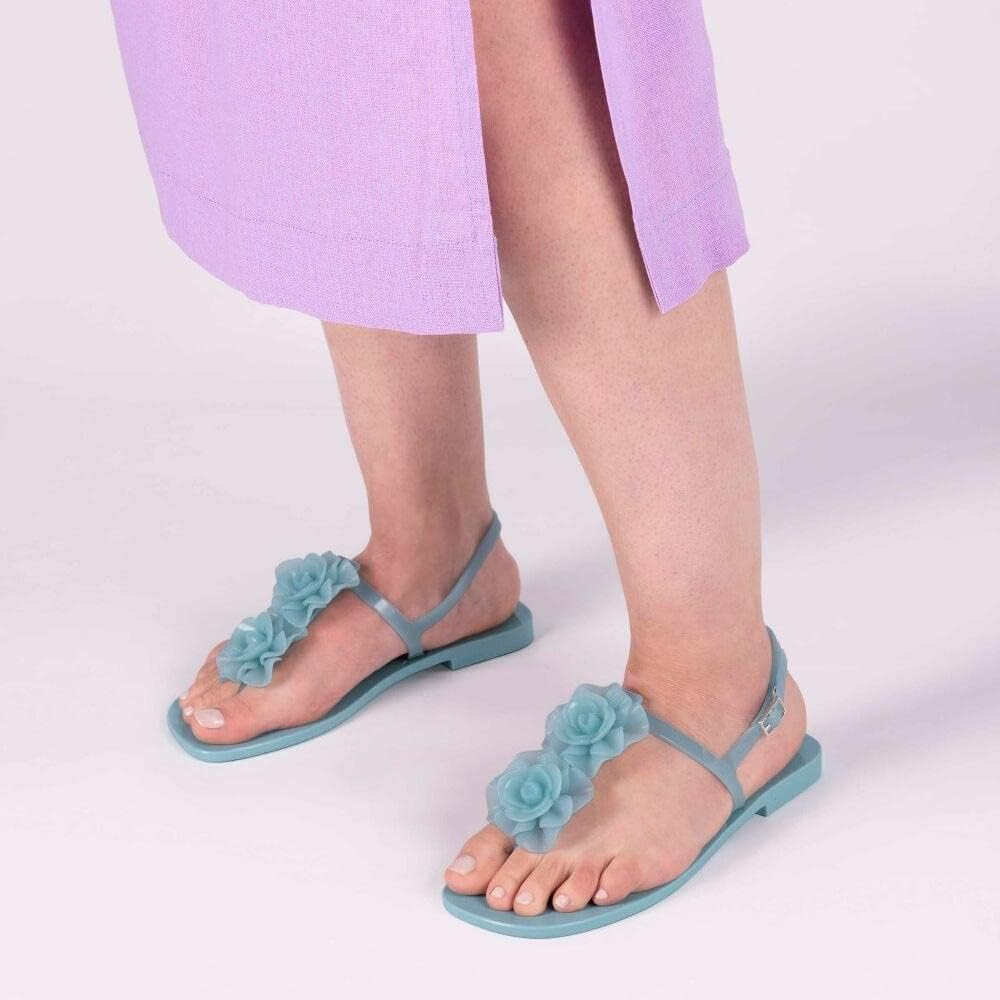 MELISSA HARMONIC SQUARED GARDEN, Flat Sandal, T&uuml;rkis, 3 UK