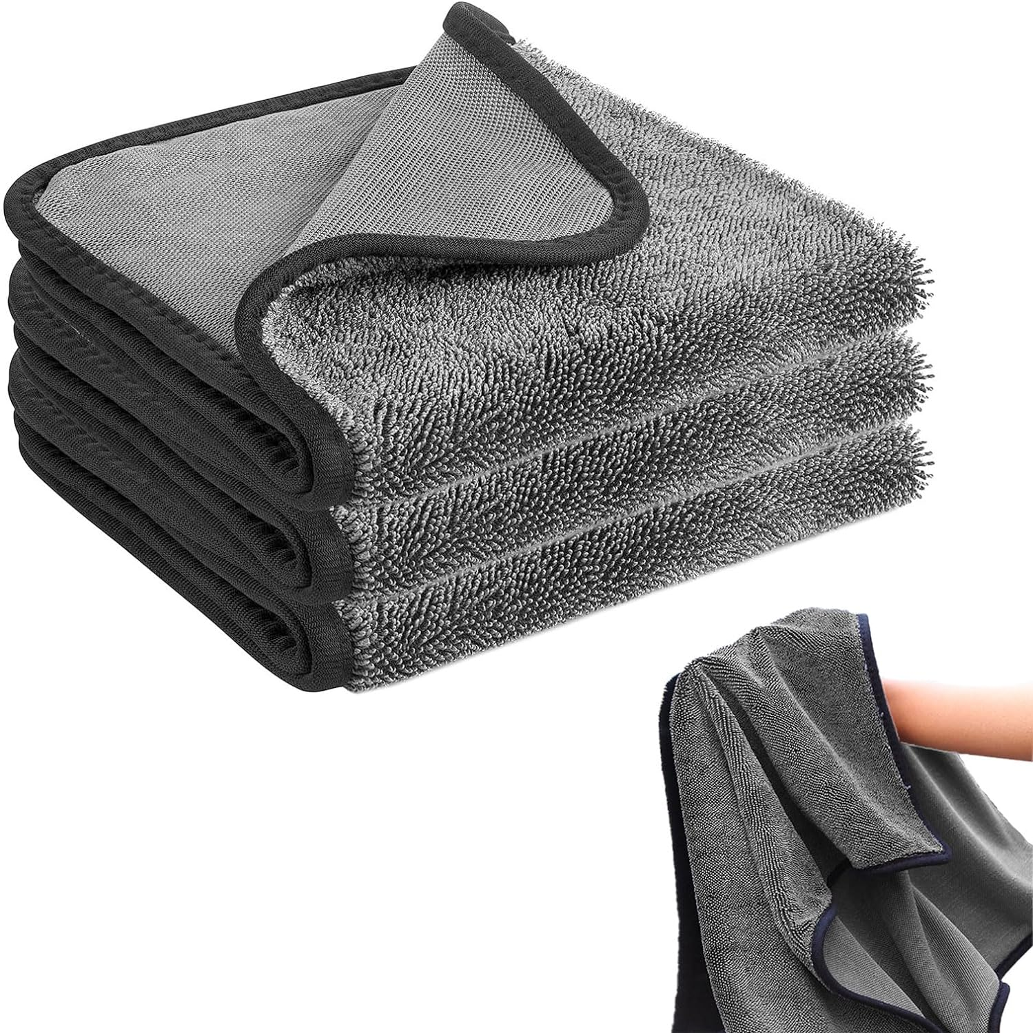 3PCS Shiny Bath Drying Towel, Shiny Wipes Bath Drying Towel, Super Absorbent Microfiber Bath Towels, Black Bath Towels for Bathroom,Car Home Office Cleaning image number 3