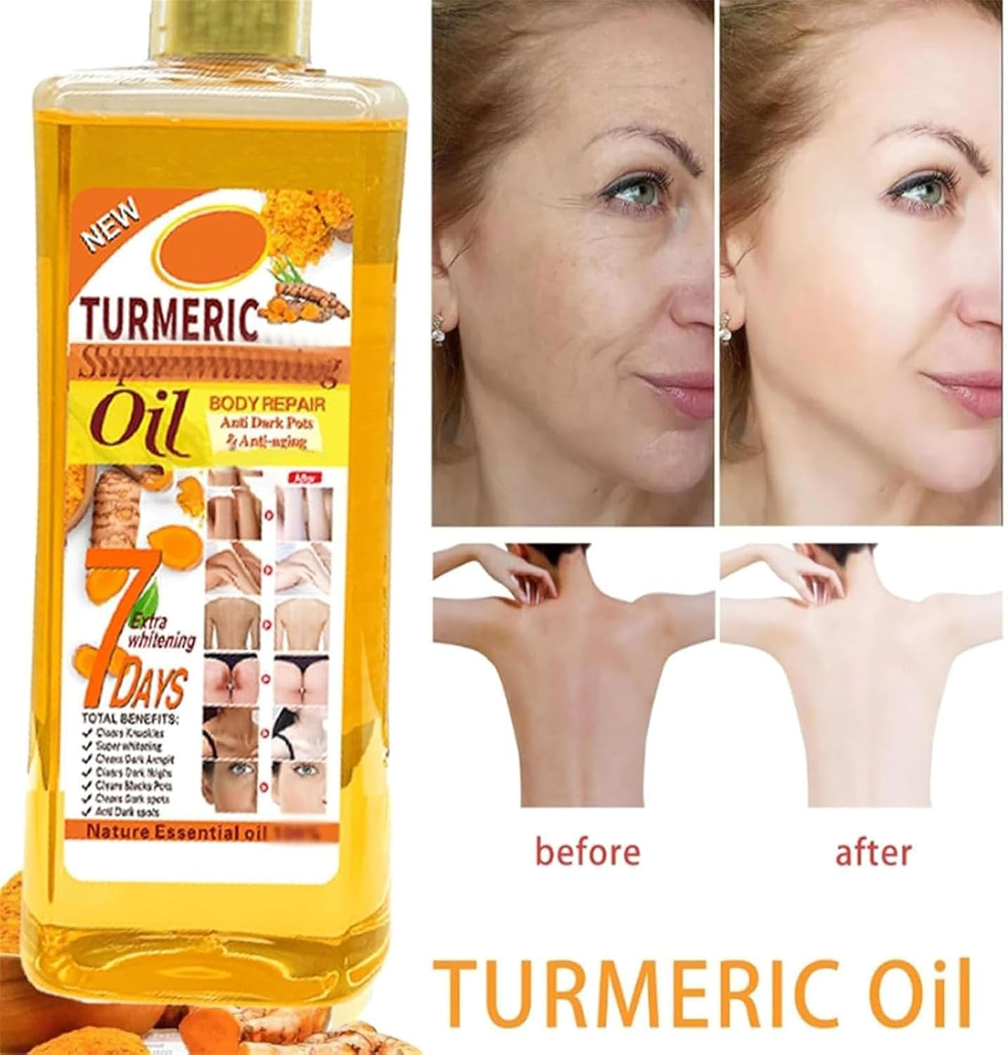 Soft 7 Oil, Soft 7 Turmeric Oil, Soft 7 Oil Body, Soft 7 Turmeric Body Oil, Soft 7 Turmeric Honey Oil, Turmeric Oil for Skin, Veetgold Body Oil, Veetgold Turmeric Super Whitening Body Oil (1Pc) image number 1