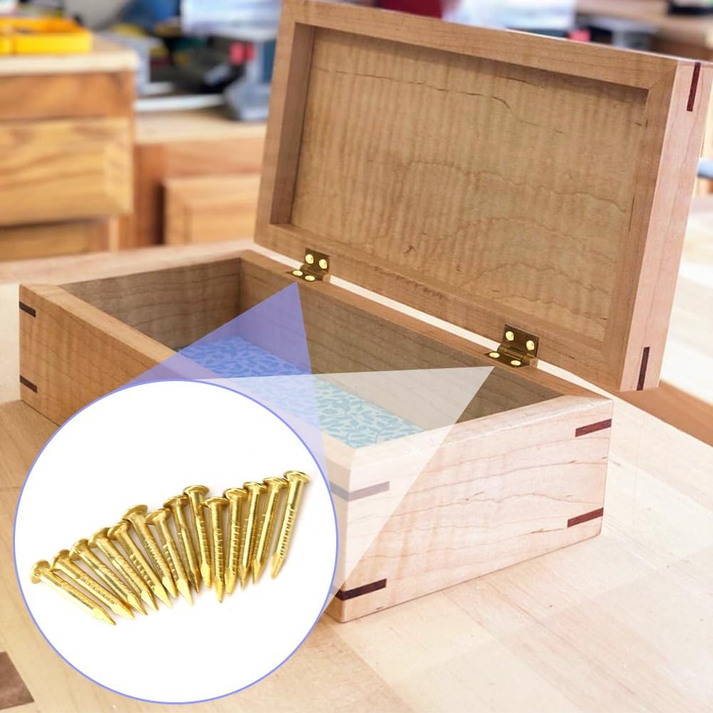 Brass Escutcheon Tacks, Threaded Nails Upholstery Tacks Furniture Hinge Hardware Accessories Mini round Head Brass Nail Furniture Hinge Hardware Accessories(10Mm) image number 5