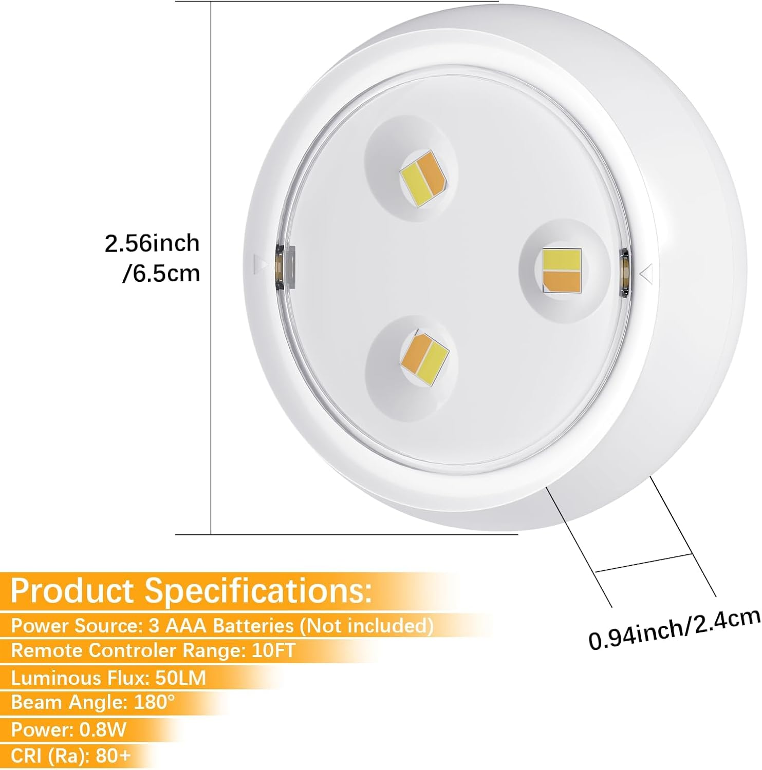 Touch LED Puck Lights, Wall Lighting Fixtures, Portable under Cabinet Lighting, Battery Operated Powered, DIY Stick on Light Wireless, Closet Kitchen Warm White, 3 Color - Pure White-6Pcs image number 3