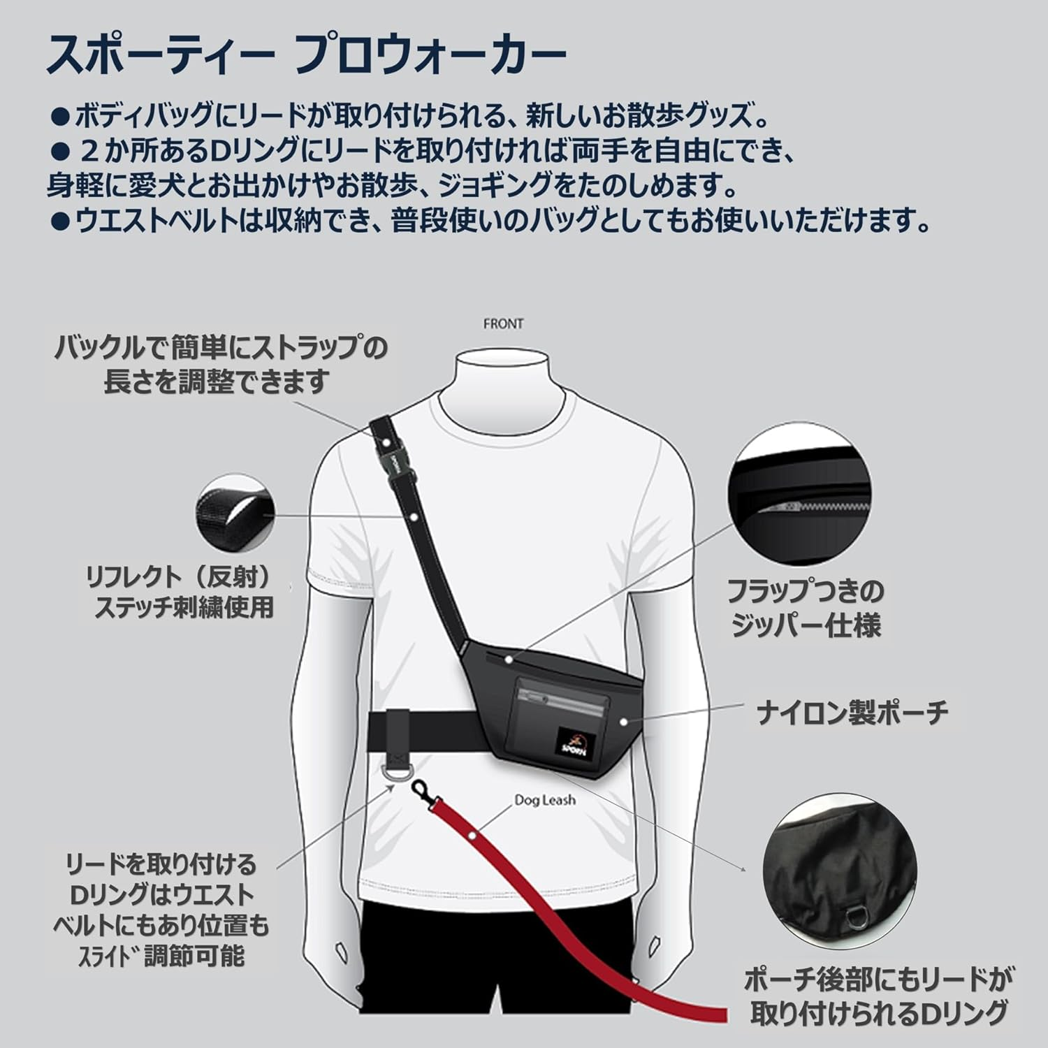 The Spawn Company SPORN Sporty Pro Walker for Dogs, Black image number 2