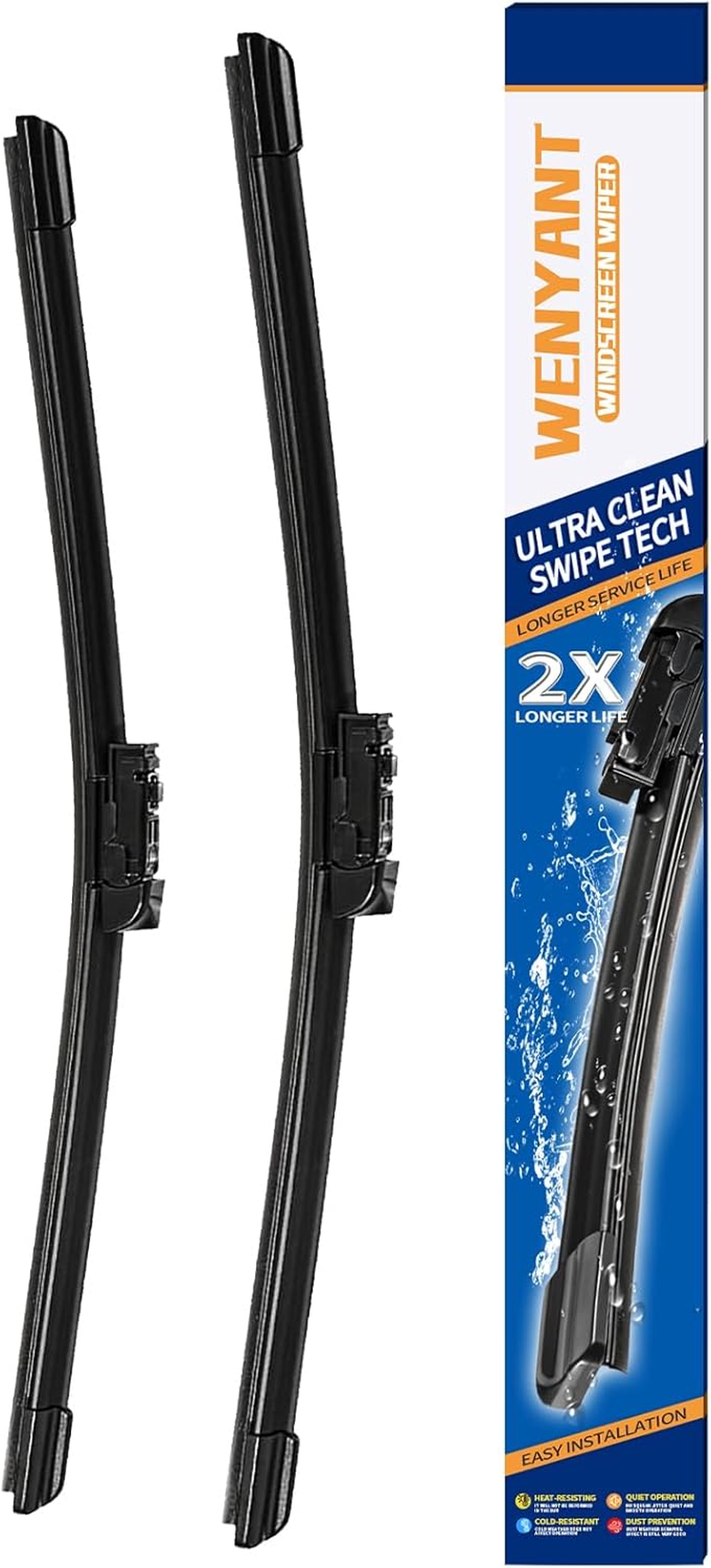 19" + 18" Replacement for Mazda MX-5 Miata 2019-2016 Fiat 124 Spider 2019-2017 Hyundai Scoupe 1995-1991 Front Windshield Wiper Blade Original Equipment J/U Hook Blades 2 Pack image number 4