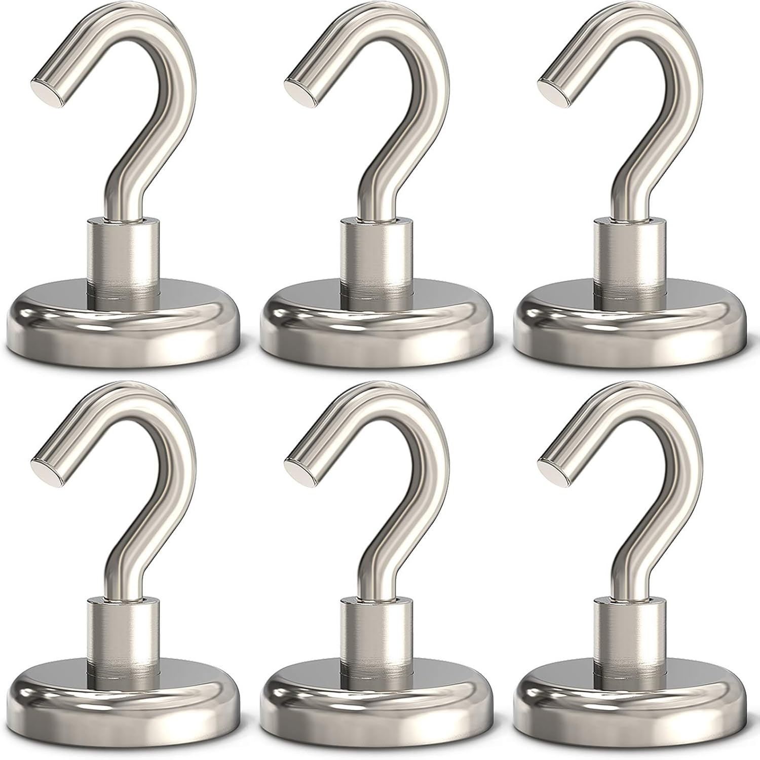 Magnetic Hooks Diamater 1.26 - Super Powerful 80 Lbs Heavy Duty Neodymium Rare Earth Strong Magnet Hook - Perfect for Indoor/Outdoor Hanging (Pack of 6) image number 6
