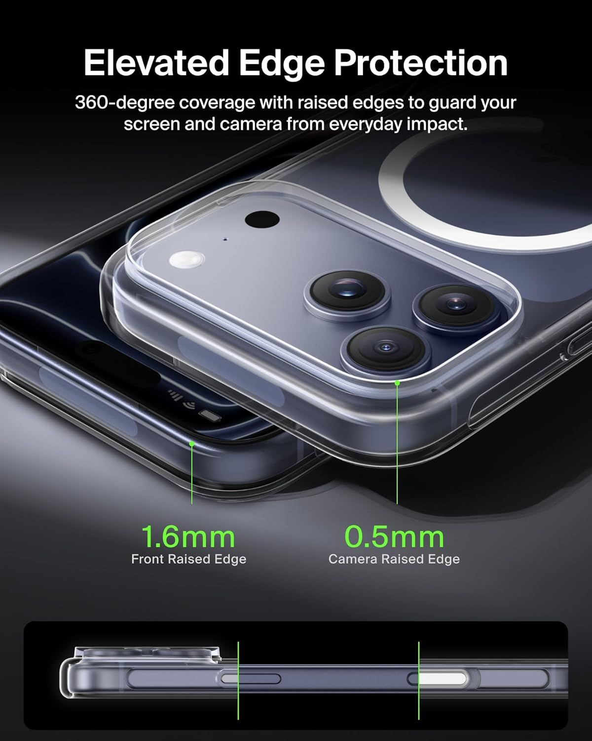 Belkin Msa032Qccl Clear Case, Compatible with Iphone 17 Pro Max, Magsafe/Qi2 25W Magnet, Thin, Ultra Shockproof, UV Resistant, Anti-Yellowing Soft TPU Clear image number 1