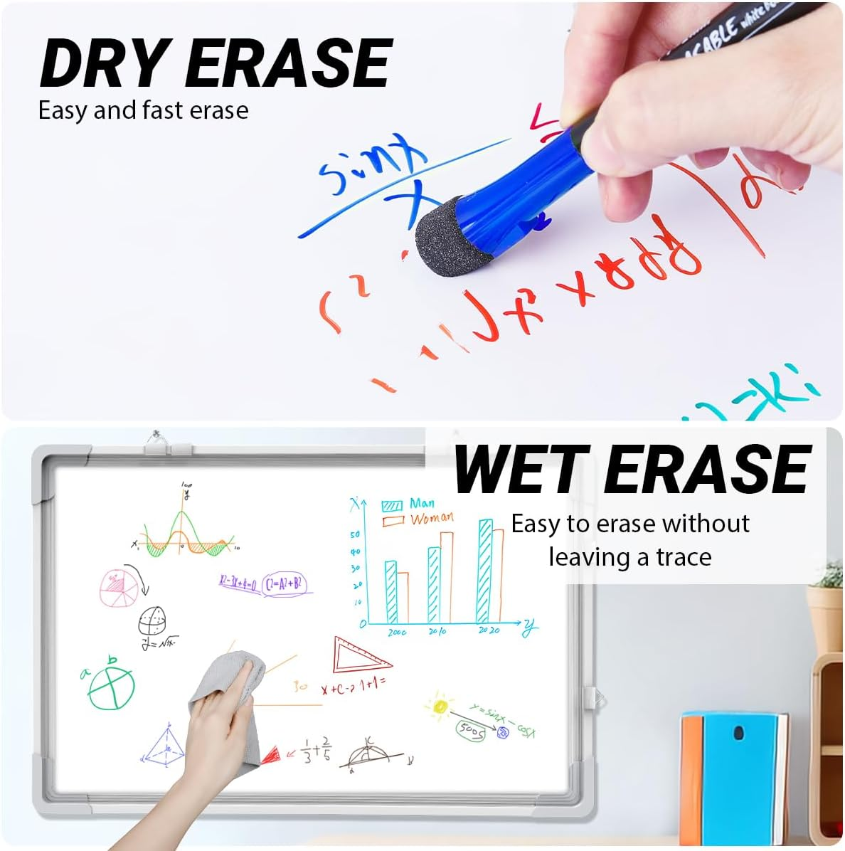 JR.WHITE Magnetic Dry Erase Markers, Fine Point Tip, 12 Colors, Low Odor, White Board Markers with Eraser Cap, Safe for Kids, Teachers, Office & School Supplies image number 2