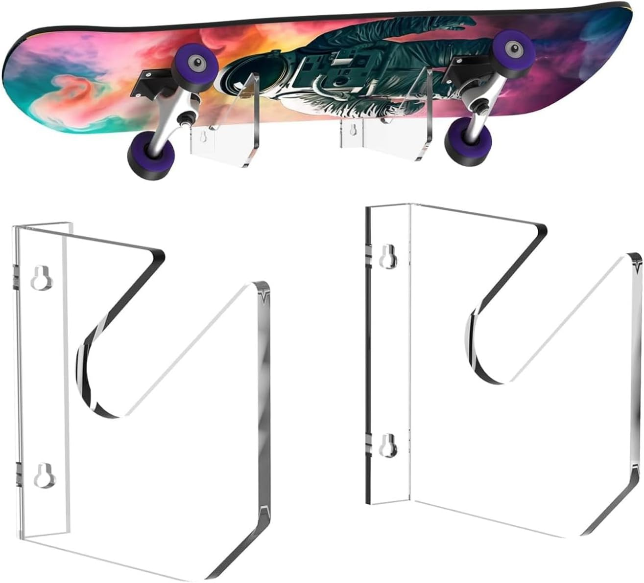 1 Pairs Skateboard Wall Mount Acrylic Skate Board Wall Holder Display Rack Indoor Floating Skateboard Storage Holder, Fine Workmanship image number 4