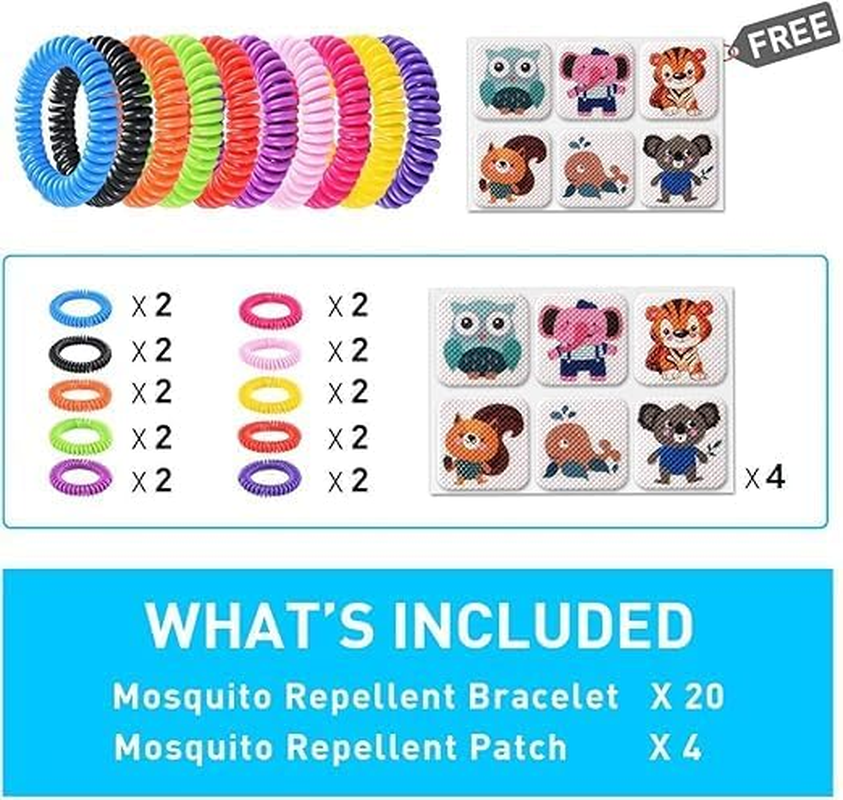 20 Packmosquito Repellent Bracelets with 4 Patches - Waterproof Wrist Bands for Kids & Adults, DEET Free, Natural and Waterproof Band image number 5