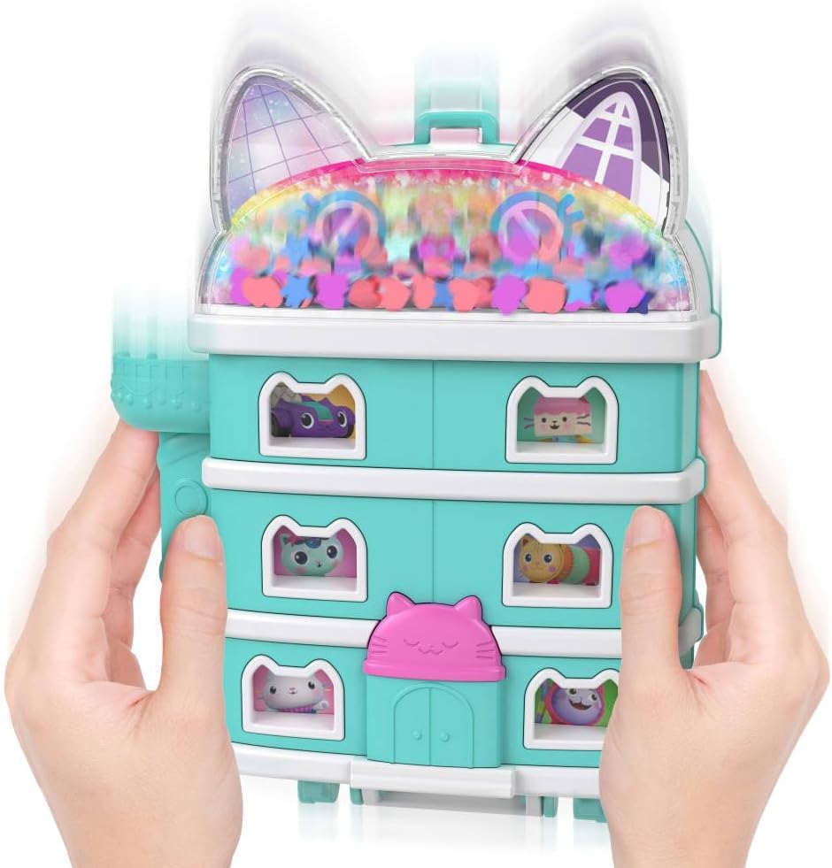 Polly Pocket X Gabby&rsquo;S Dollhouse Compact, Micro Dolls and Playset, 9 Themed Accessories, Pandy Paws, Cakey, & Mercat Pet Friends image number 2