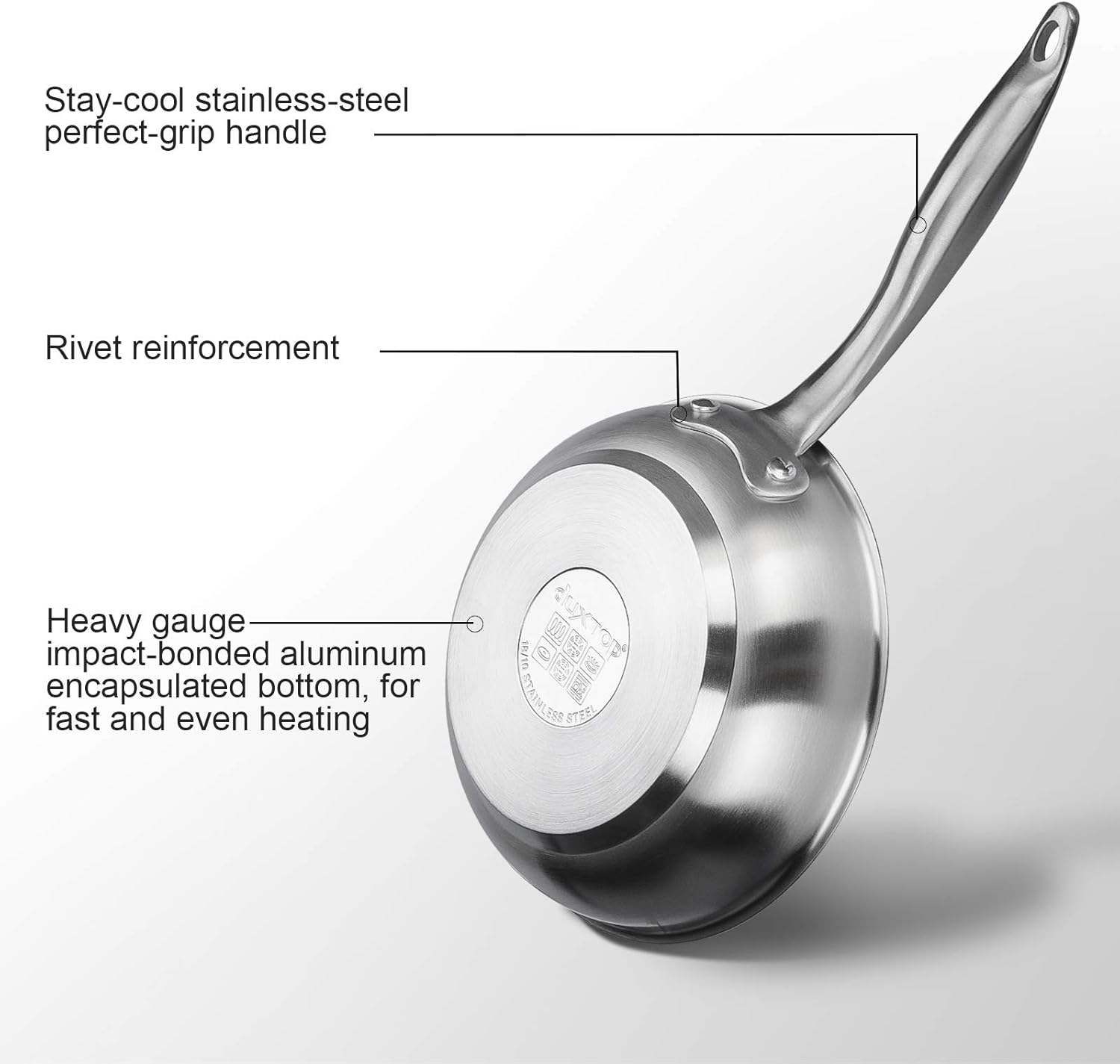 Duxtop Professional Stainless Steel Fry Pan, Induction Ready Cookware with Impact-Bonded Technology, 9.5 Inches image number 5