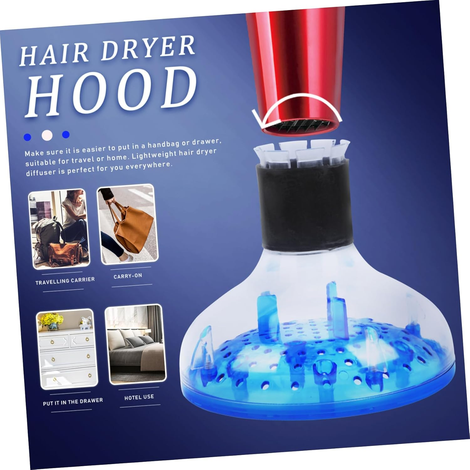 LABRIMP Hair Dryer Diffuser Attachment for Wavy Hair Lightweight Portable Blow Dryer Nozzle for Gentle Even Airflow Heat Protection and Frizz Reduction Travel Friendly Styling Tool image number 2