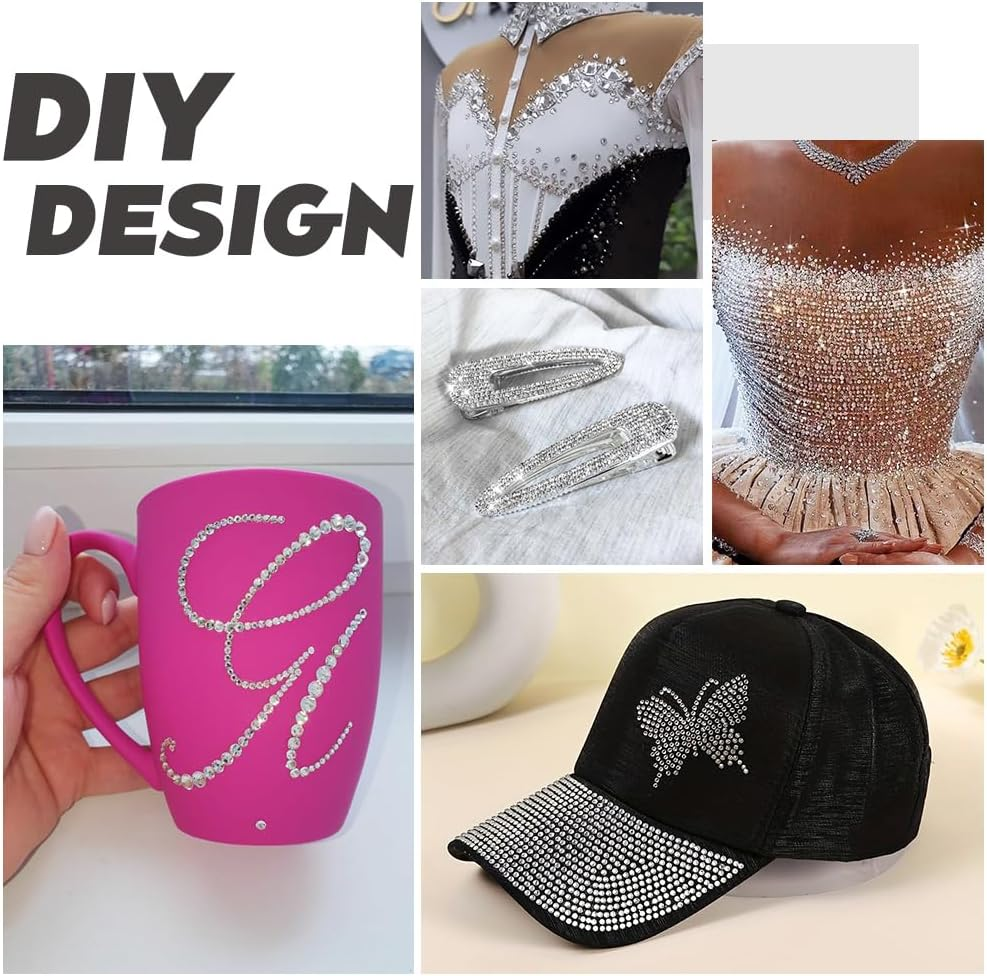 Queenme 3300Pcs Clear Hotfix Crystals Mixed Size Flatback Rhinestones for Clothes Shoes Crafts Hot Fix round Glass Gems Stones Flat Back Iron on Rhinestones for Clothing 2MM-6MM image number 6