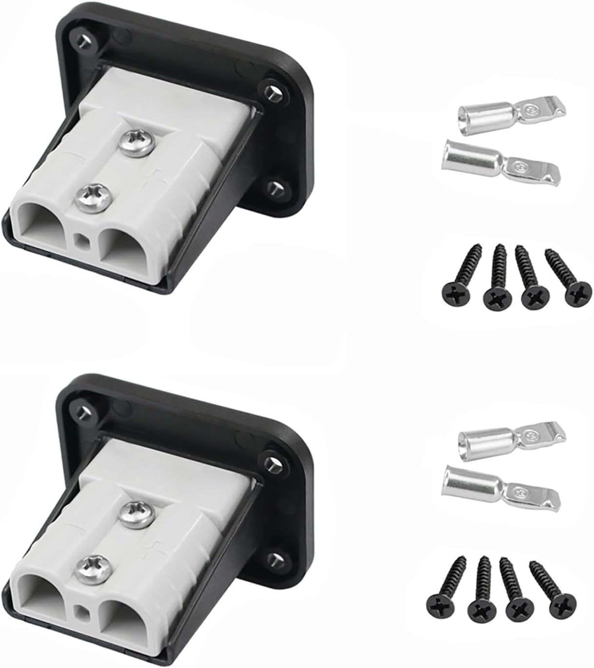 Anhoer Anderson Plug Connectors Battery Connector Quick Connect Modular Power Connectors Quick Connect Disconnect for Car Motorhome Caravan Camper Boat 600V (Red, 4 X 50A + Rubber Caps)