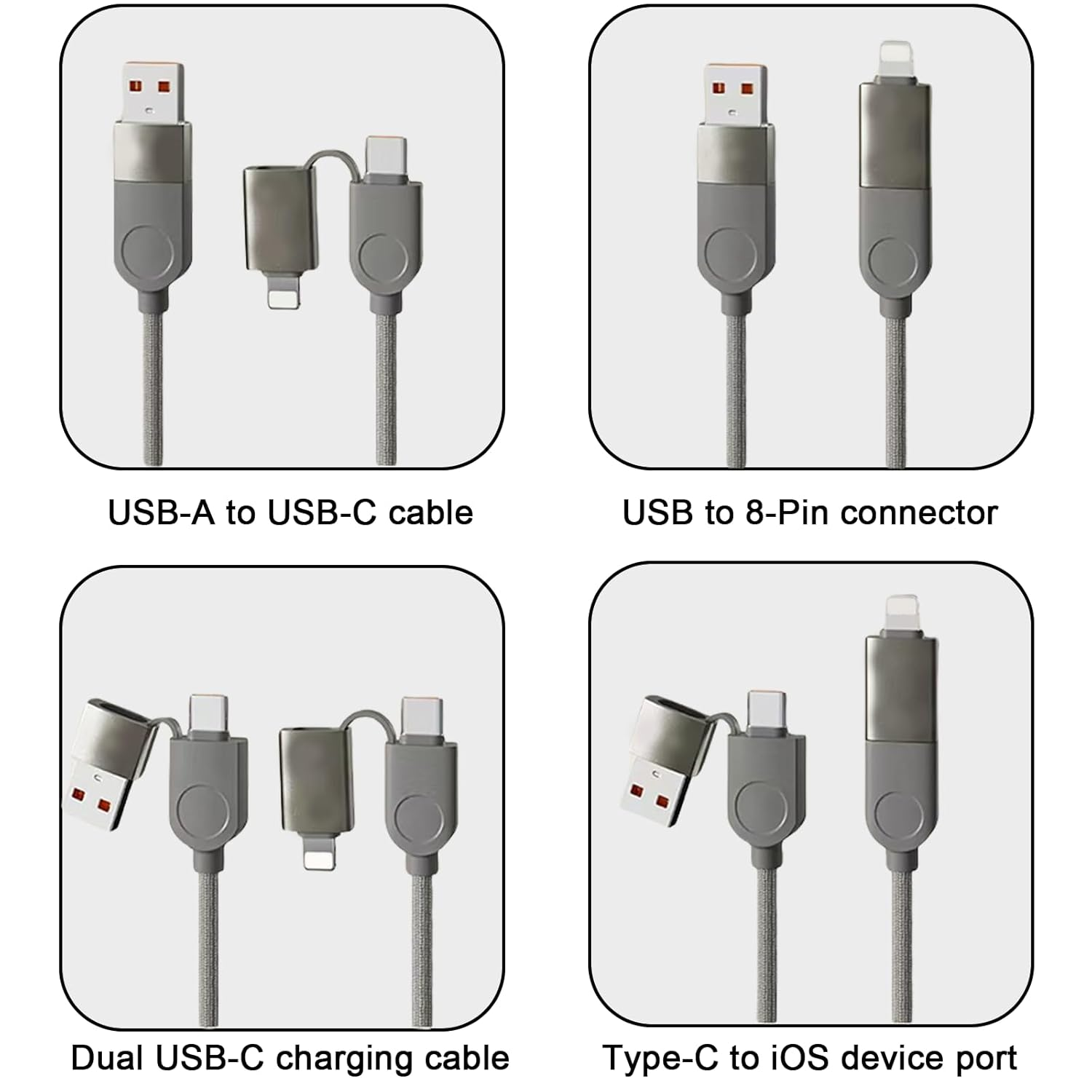 Magnetic USB C Cable -Automatic Coiled, Coiled 240W 4-In-1 Multi Charging Cable (1.2M), USB A/C to C/L, Fast Charger for Iphone 16/15/14 Pro Max, Macbook, Ipad, Samsung S24 & More