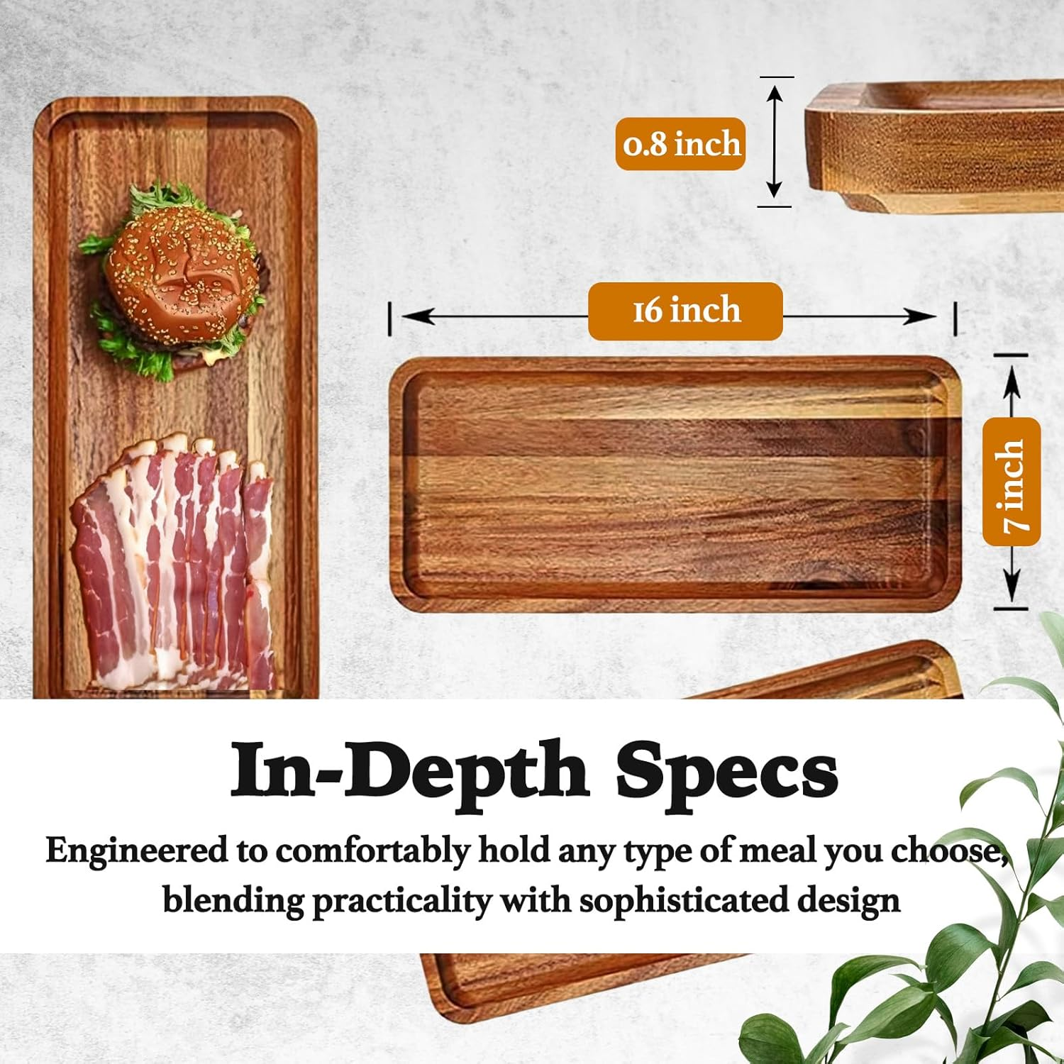 Versatile Acacia Wood Serving Trays - Set of 3 Elegant Platters for Home Decor and Hosting - Perfect for Cheese, Fruit, and Charcuterie Presentation (Large) image number 5