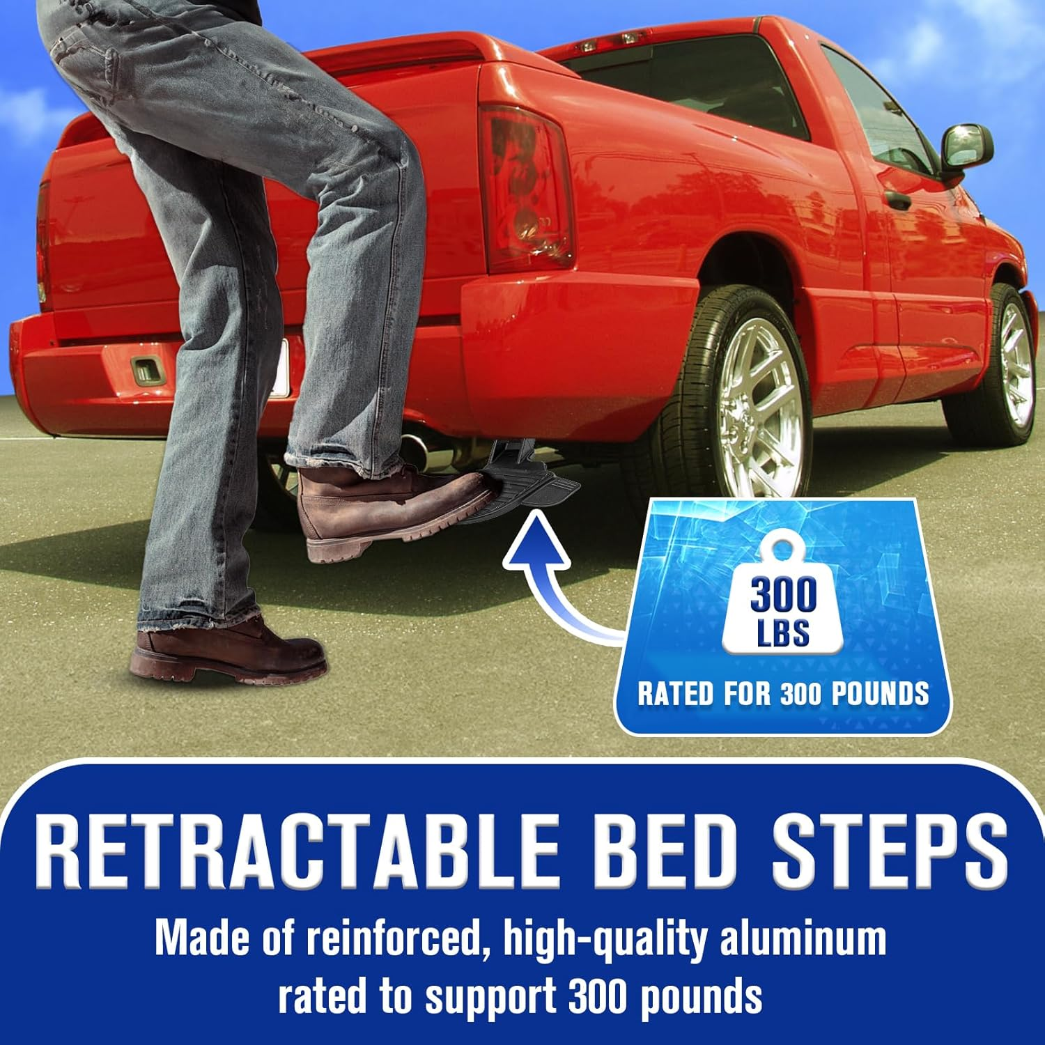 Rear Bed Step, Retractable Bed Step Compatible with Dodge Ram 2500 3500 2019-2024, Retractable Bumper Tailgate Step Replaces# 82215842AH 82215842AD 82215842AE 82215842AC image number 2