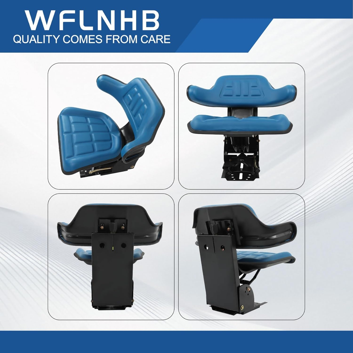 WFLNHB Blue Adjustable Tractor Suspension Seat with Tilt Wrap-Around Style Replacement for New Holland 3000 3010 3300 3400 3600 3610 3900 3930 3910 5000 5100 5600 5610 5900 5910 image number 6