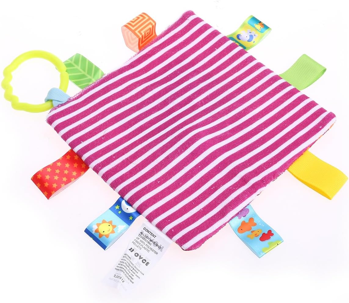 SAFIGLE Teething Toys Soft Crinkle Bear Sensory Blanket Infant Soothing Towel with Stroller Car Seat Attachment for Newborns 0-6 Months - Butterfly image number 5