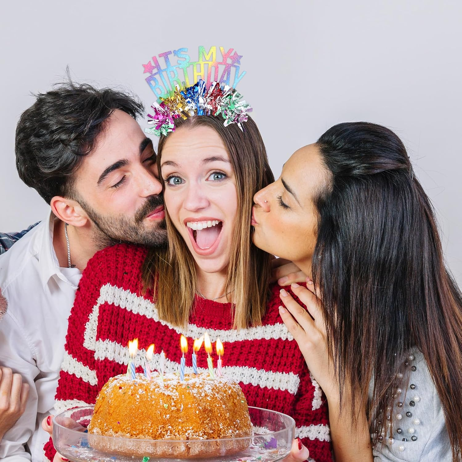 Oruola Its My Birthday Headband,Colorful Birthday Headband, Glitter Rainbow Tassel Tiara Birthday Crowns for Women Party,Sweet Happy Birthday Tiara Accessories for Kids Toddlers Girls Women