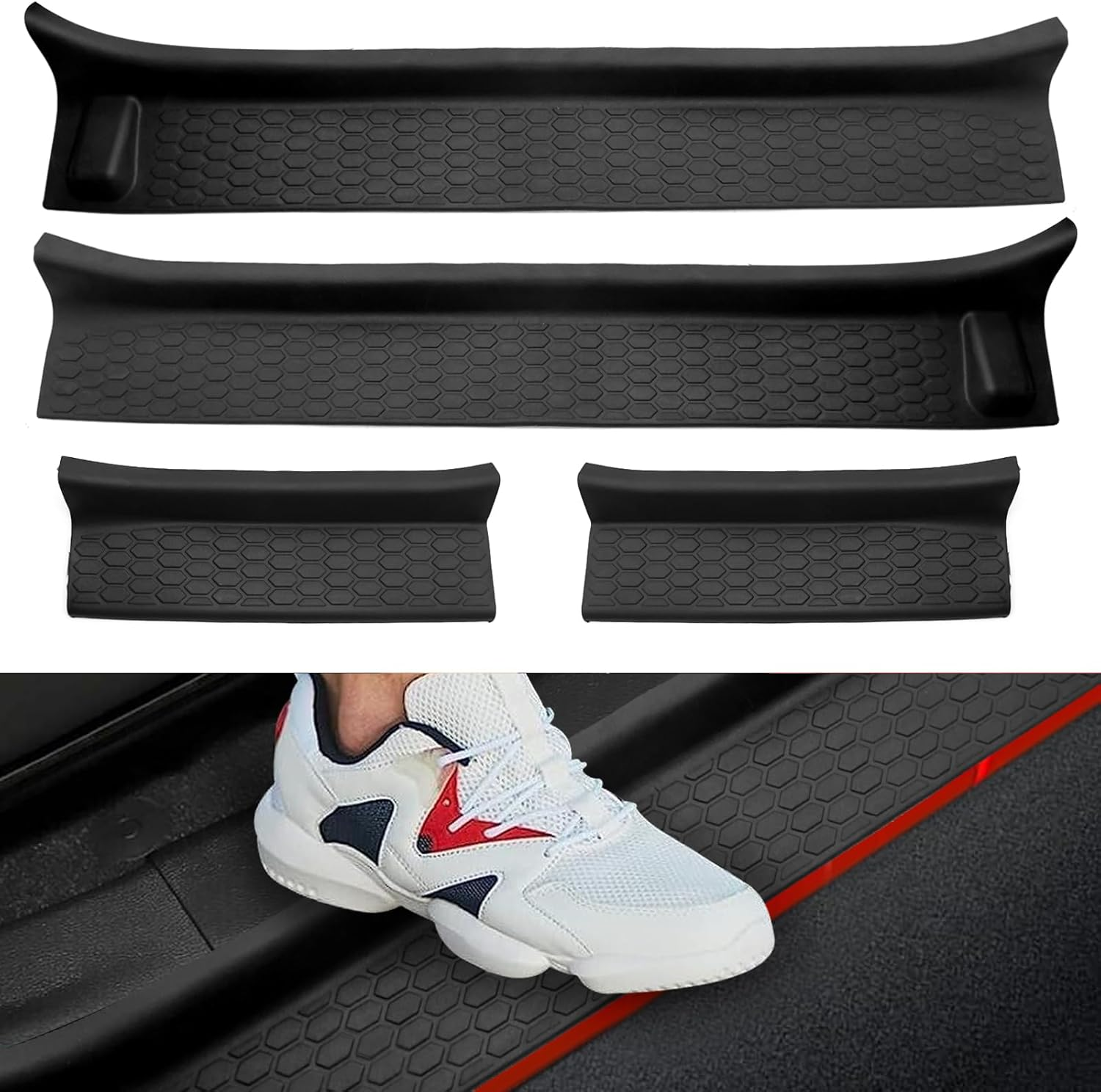 Door Sill Guards Kit for Jeep Wrangler Jl/Gladiator JT Accessories 2018-2024, Black Rubber Door Entry Guard Protector for Jeep Wrangler JL &Gladiator JT 4-Door Accessories (4 Pcs Set) image number 2