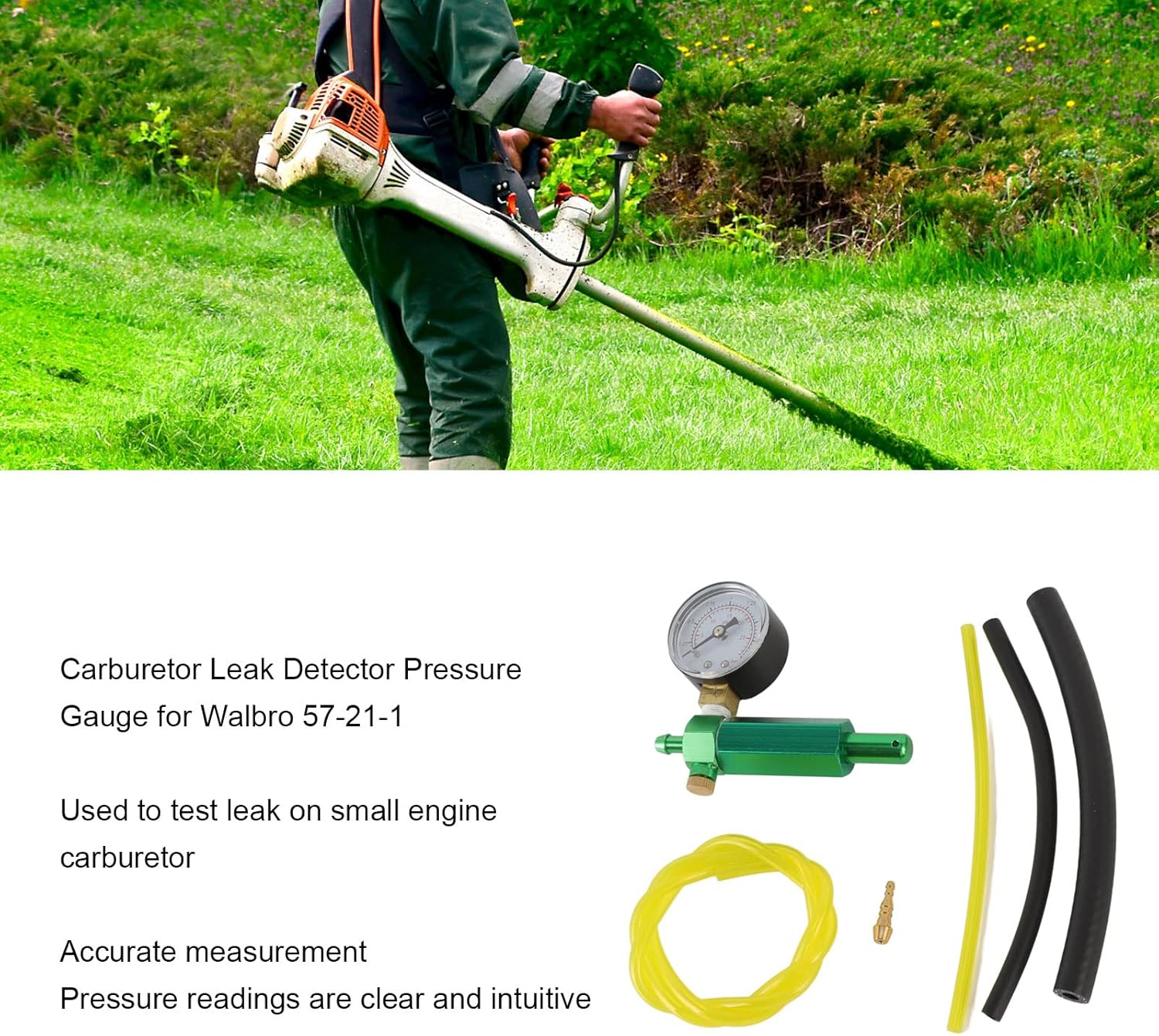 Carburetor Leak Detector Compatible with Walbro 57-21-1, Carburetor Pressure Tester Gauge Replacement for Walbro 57211, High Accuracy, Oil Pressure Tester Tool for Lawn Mower image number 3
