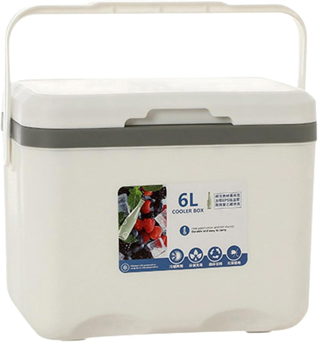 Cooler Box Insulated Box Cold Storage Portable 6L Ice Chest Small Hard Ice Box for Fishing Boat Sport Drink Picnic Barbecue