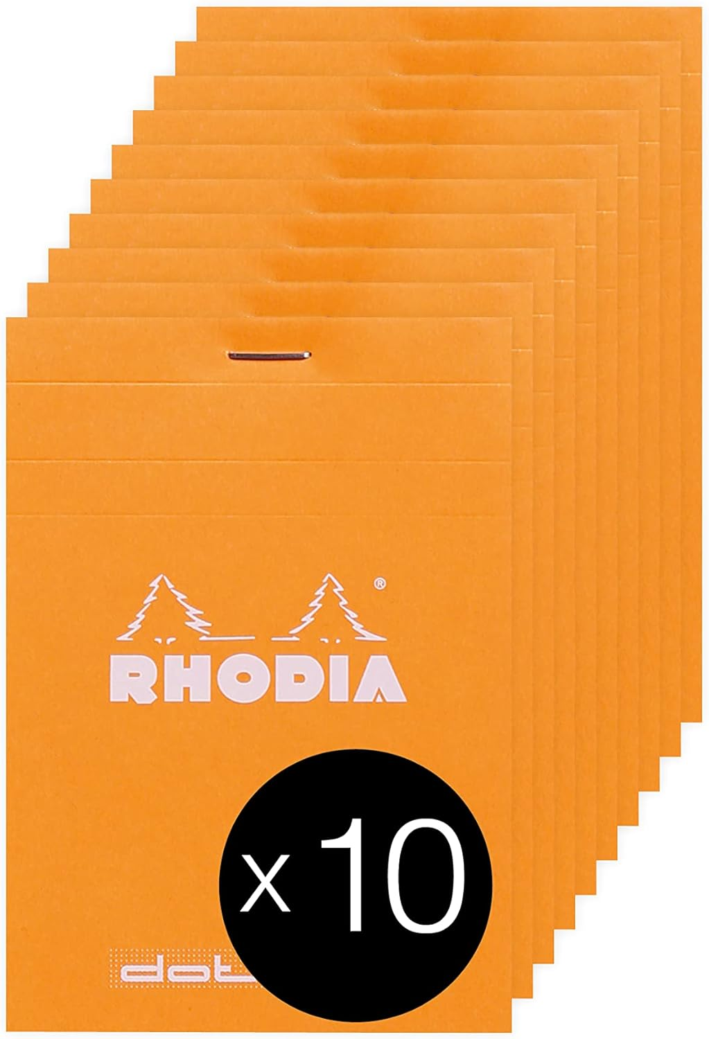 RHODIA 12558C - Dot Pad Stapled Notepad N&deg;12 Orange - 8.5X12 Cm - Dot Dotted - 80 Detachable Sheets - 80G Clairefontaine Paper - Coated Card Cover - Pack of 10 Pads image number 2