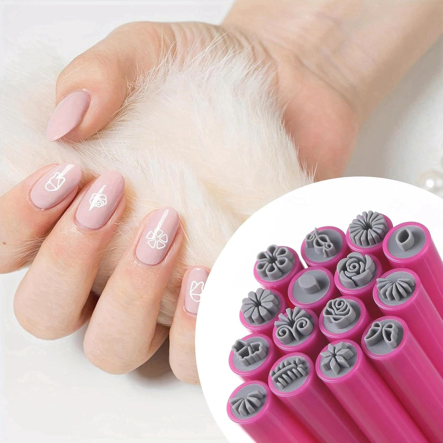 15PCS Nail Art Pen & Nail Stamp Kit &ndash; Flower Design Stamping Tools for Creative Home Manicures, DIY Nail Art Tool Set for Women & Girls &ndash; Fengea image number 3