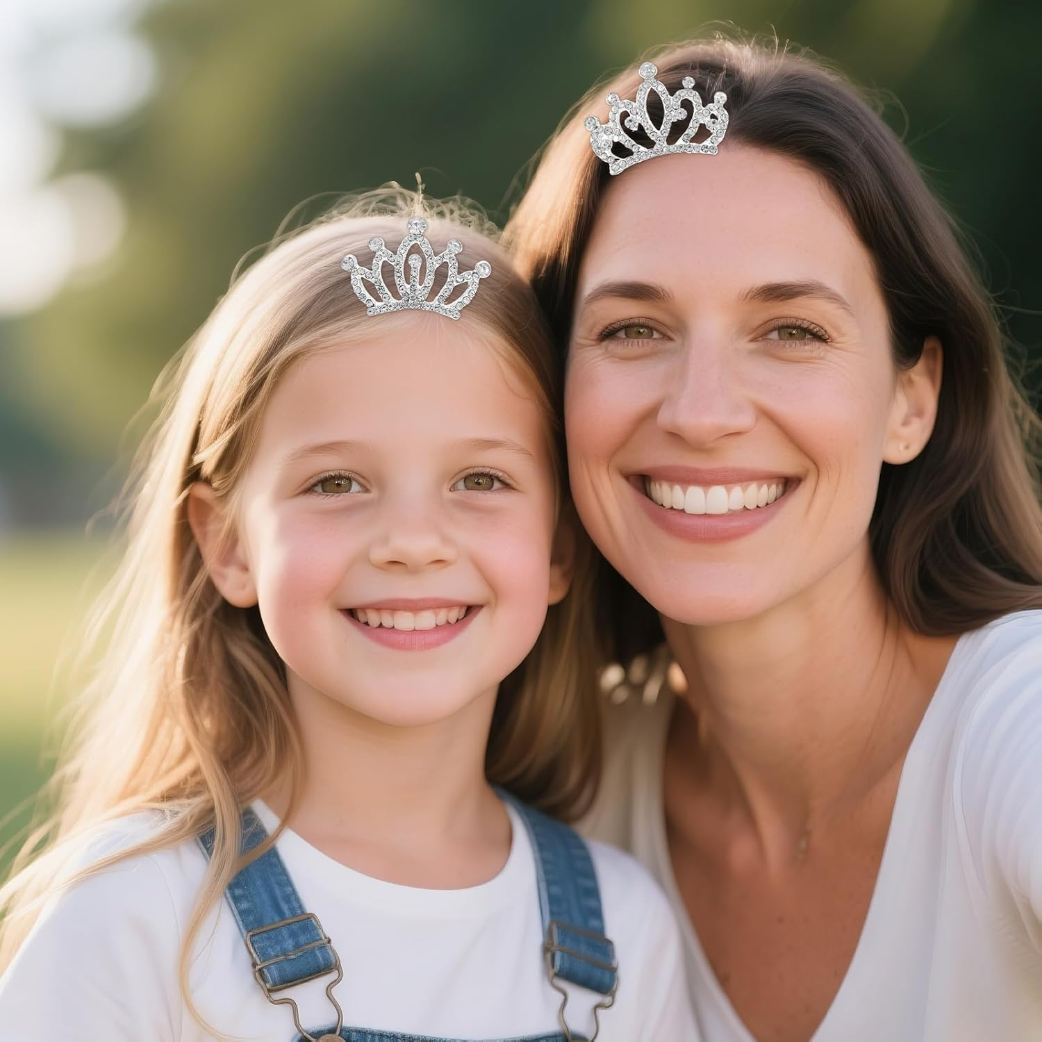 4Pcs Small Crowns, Zinc Alloy Rhinestone Mini Princess Crown Hair Clip Silver Shiny Hair Accessories for Women Birthday Wedding Cake Decoration Princess Costume Halloween image number 4