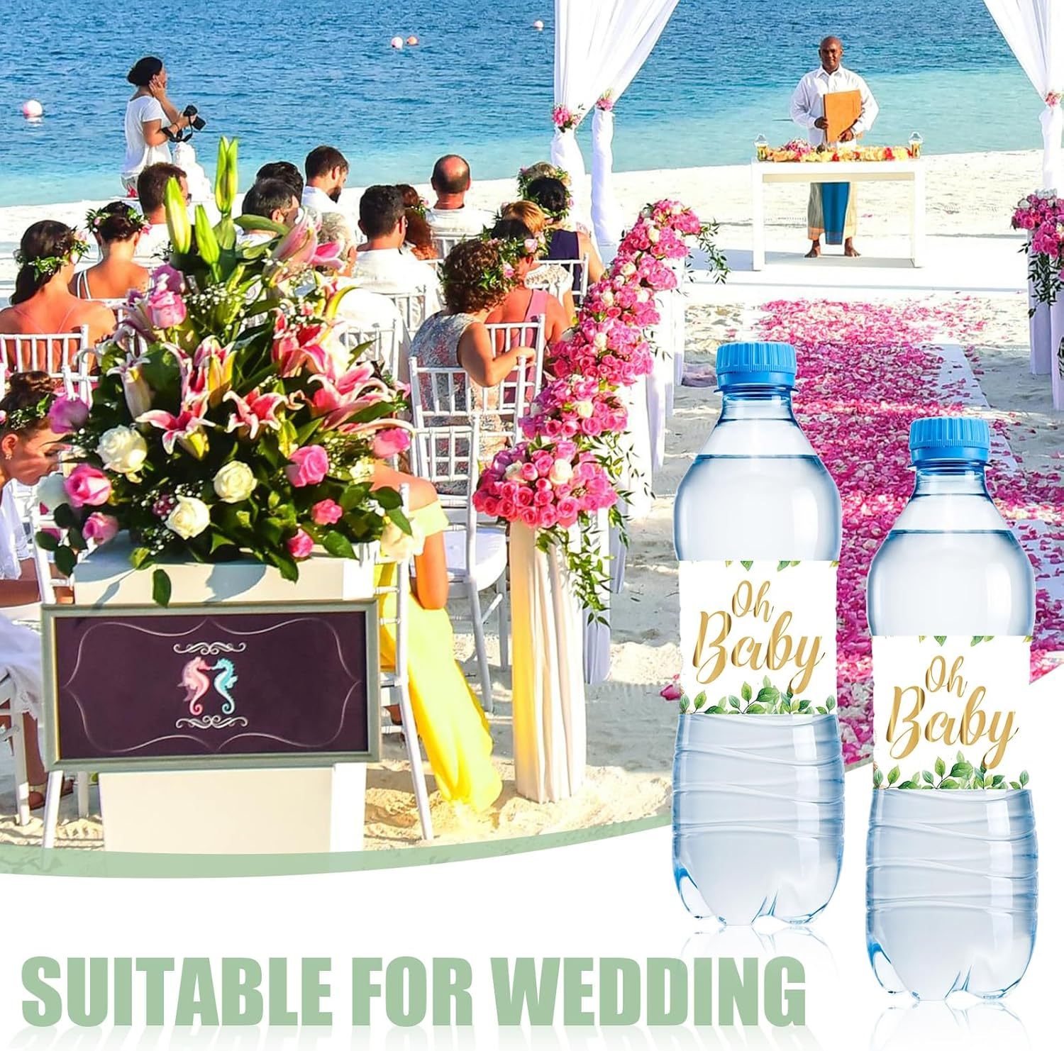 50Pcs Baby Shower Water Bottle Labels, Waterproof Decorative Water Bottle Labels Personalized Water Bottle Wrap Stickers for Baby Shower Party Decorations (Animal Style) image number 1