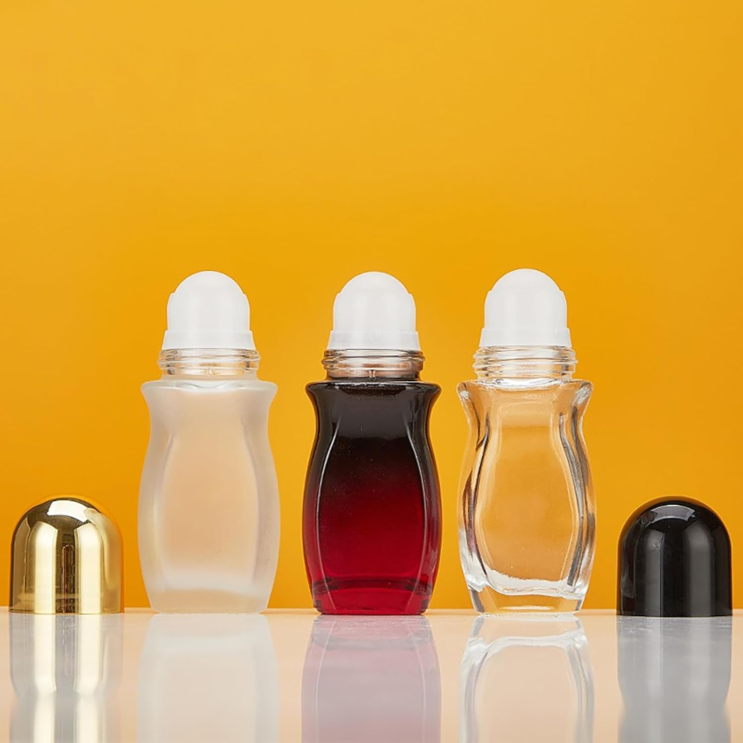 2Pcs 50Ml Glass Roller Bottles Large Empty Roller Ball Bottle Leak Proof Refillable Rollerball Bottles for Perfume Essential Oils Deodorant