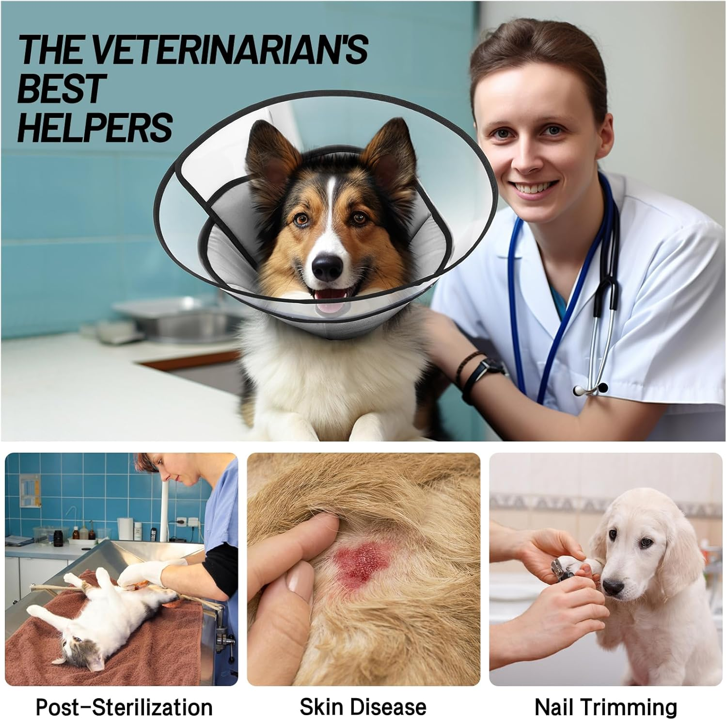 Winmany Dog Cone Collar for Large,Medium Small Dog, Pet Recovery Collars for after Surgery Stop Paw Licking, Adjustable anti Scratch Neck Collar of Shame for Dogs, Elizabethan Collar (Grey, X-Large) image number 5