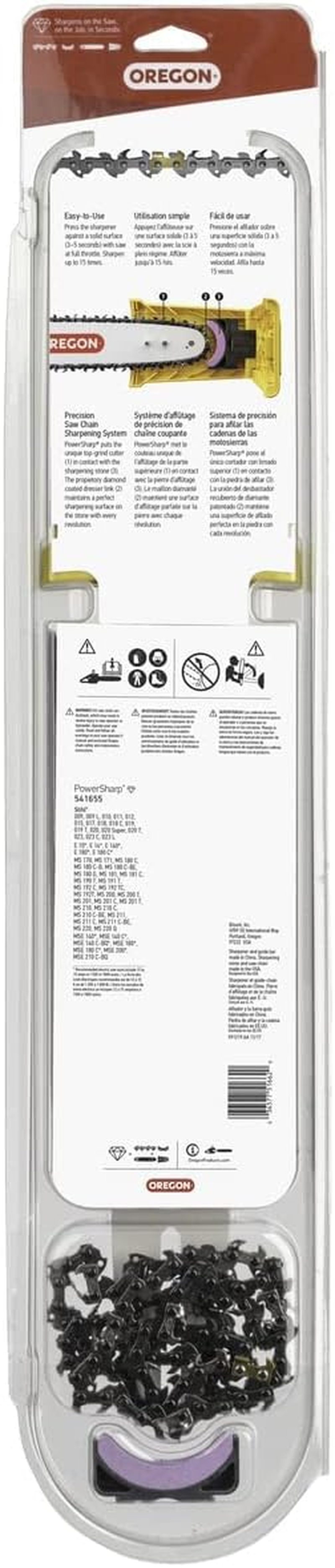 Oregon 16-Inch Powersharp Starter Kit with Bar, Sharpener, and 55 Drive Link Powersharp Chain, 3/8" Low Profile, 050" Gauge, Portable Sharpening Tool for Chainsaws (541655) image number 6