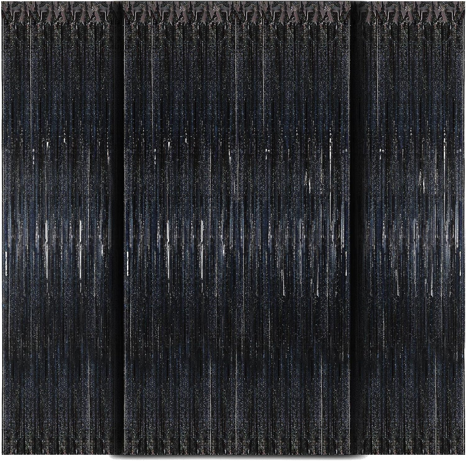 WD&CD 3 Pcs Foil Fringe Curtains Greenl, 3.2Ft X 6.6Ft Metallic Tinsel Foil Fringe Curtain for Graduate Party Halloween Decoration Wedding Girl Princess Birthday Valentine'S Day Christmas