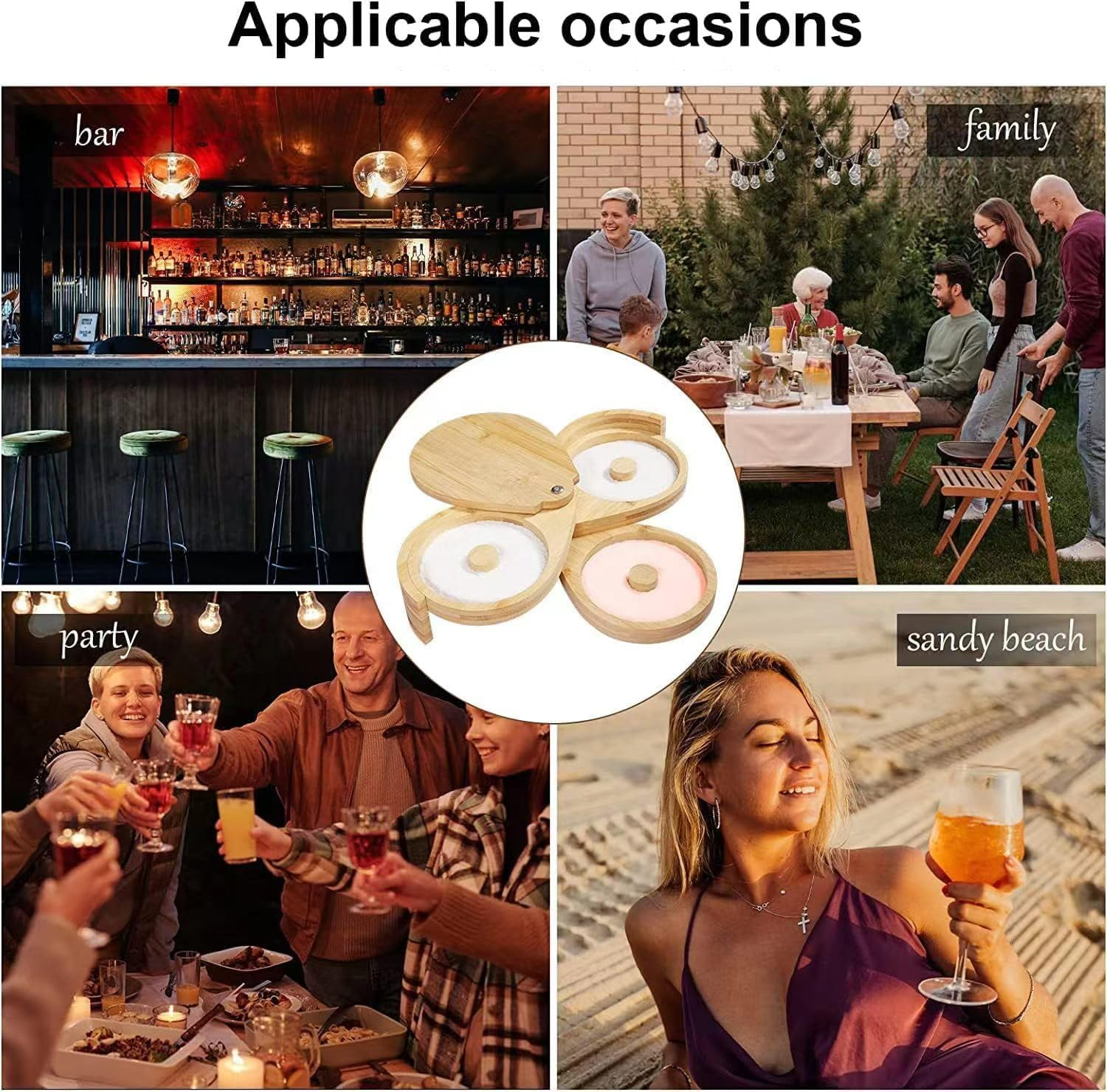 3 Tier Bamboo Margarita Salt Rimmer Set Perfect Bar Glass Rimmer for Cocktails and Margaritas - Includes Salt and Sugar Rimming Options Ideal for Cocktail Lovers and Bartenders(Bamboo Wood) image number 6