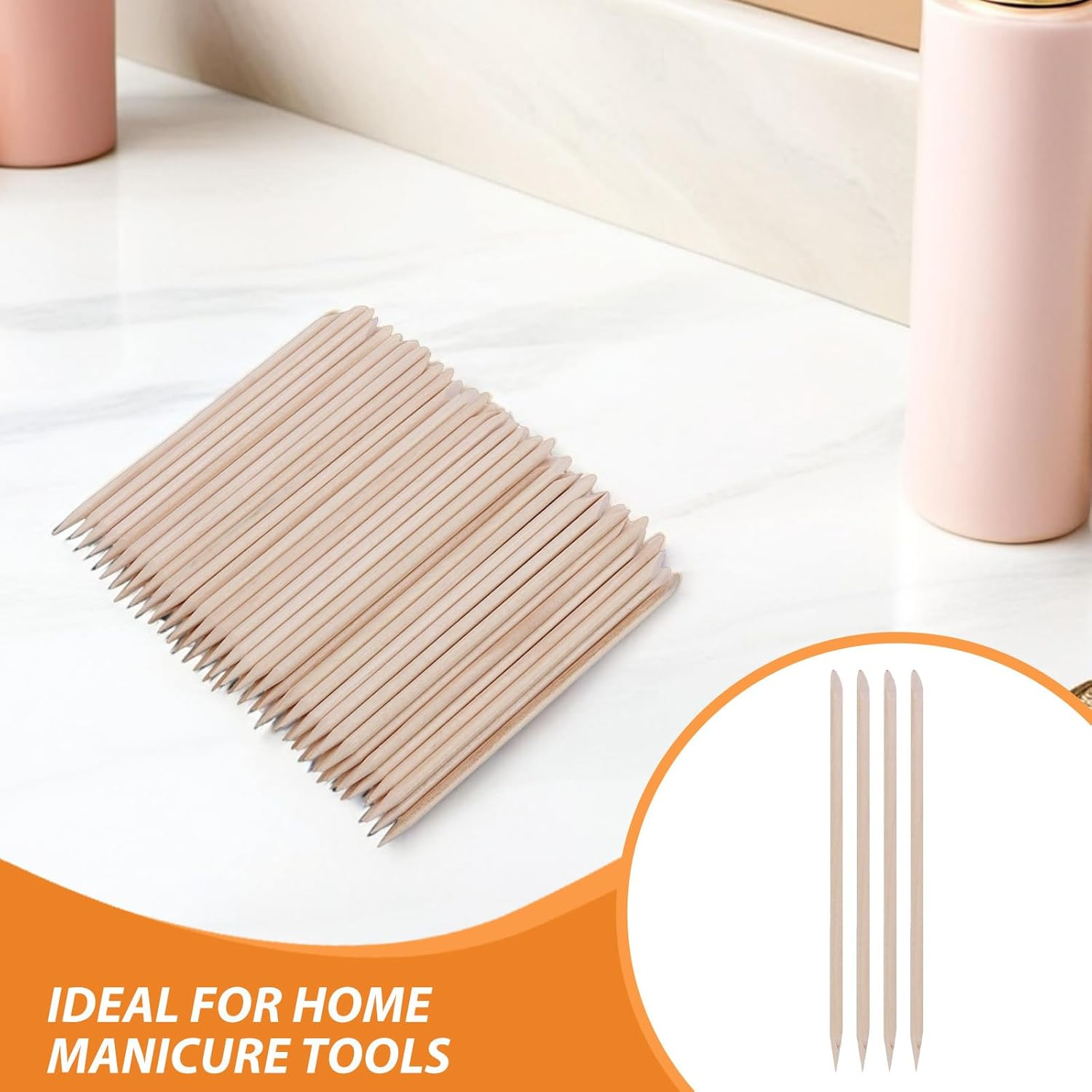 CIYODO 600PCS Bamboo Nail Manicure Sticks: Sticks for Cuticle Remover Nail Art Dotting - Length 11.4Cm - Double Tip for Pushing Removing Cuticle and Applying Decorations