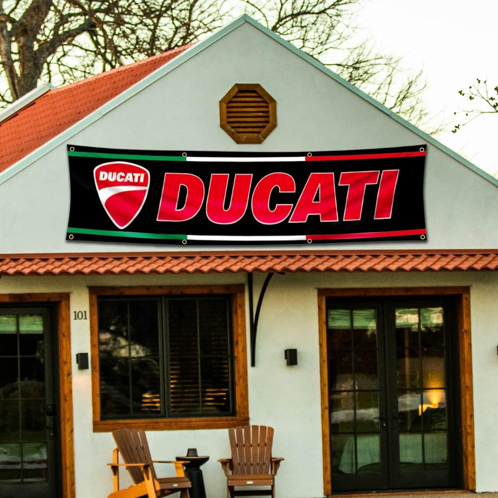 Flag Motorcycle Racing Car Banner (2X8Ft,Heavy Duty, Durable 150D Polyester) Brass Grommets for Outdoor Room Man Cave image number 4