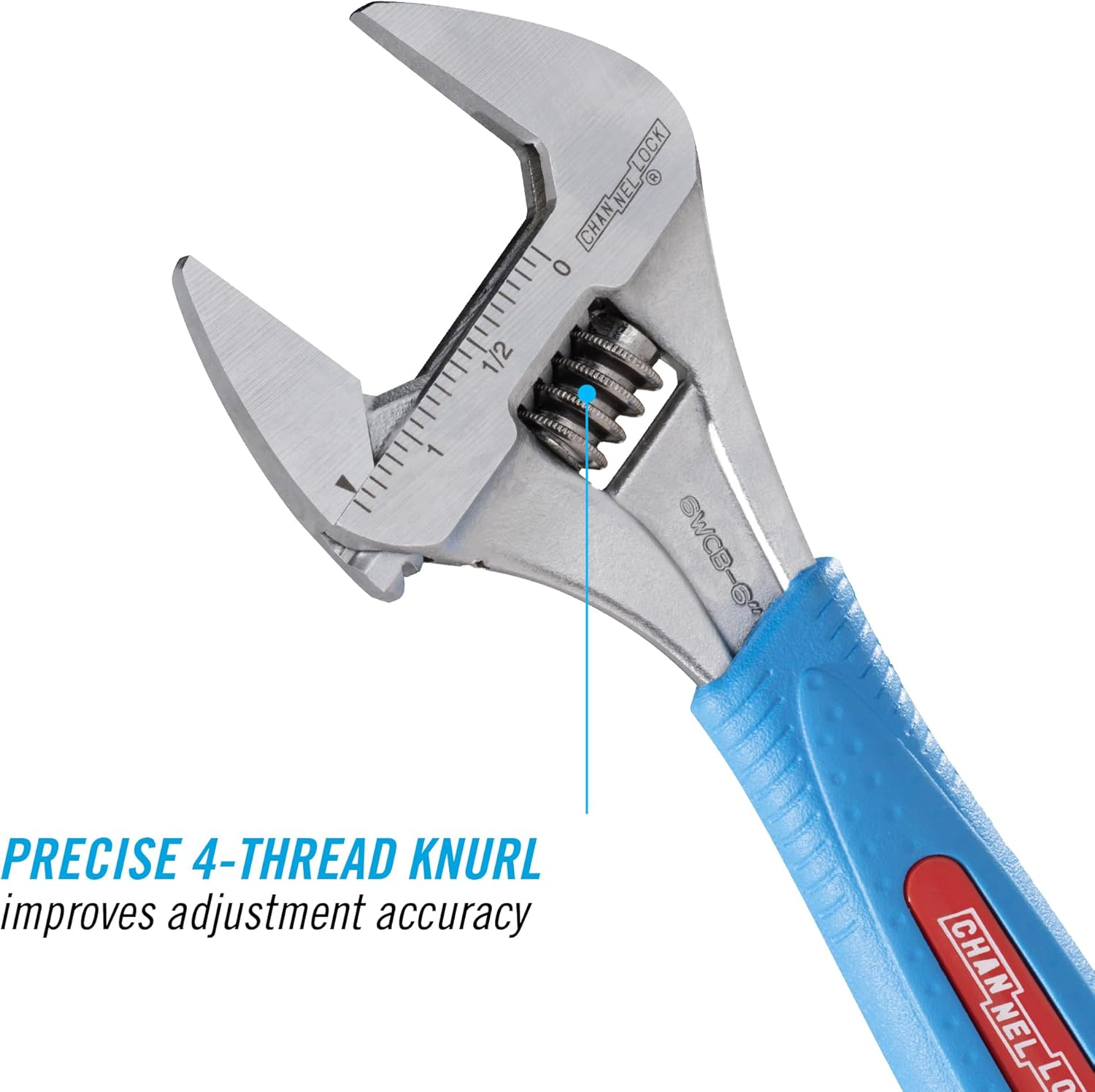 Channellock 6WCB Wideazz Adjustable Wrench with Code Blue Grips, over 1-3/8-Inch Opening 6-Inch Overall Length image number 6