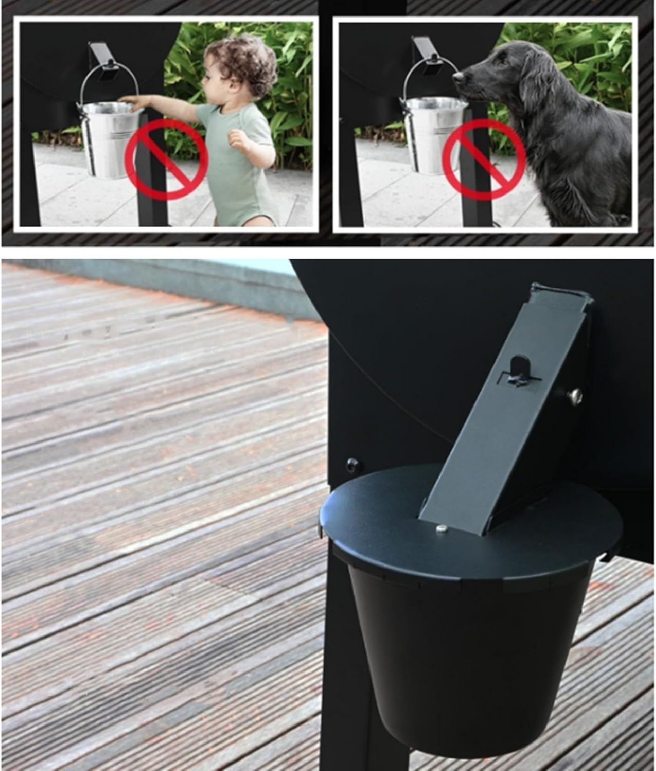 Asixxsix Grease Bucket for Traeger, Steel Heat Resist Grease Drip Bucket with 2Pcs Drip Tray Liner and Support Cover, Grill Accessories Grease Drip Catcher,Closed Design Kids Safe image number 2