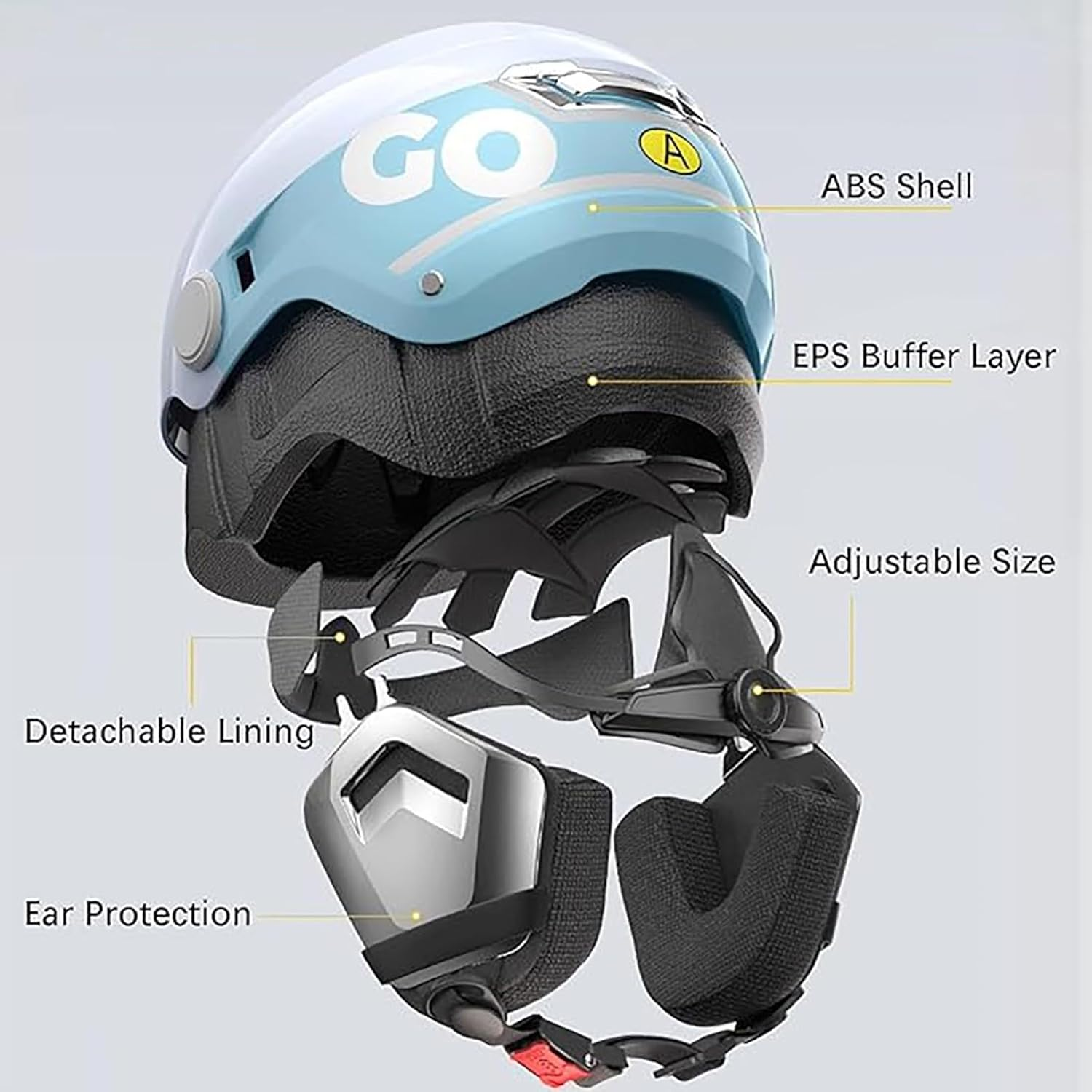 Motorcycle Half Hel-Met with Visor for Adults ,ECE/DOT Approved Lightweight Adjustable City Scooter Bicycle Hel-Met for Men Women image number 6