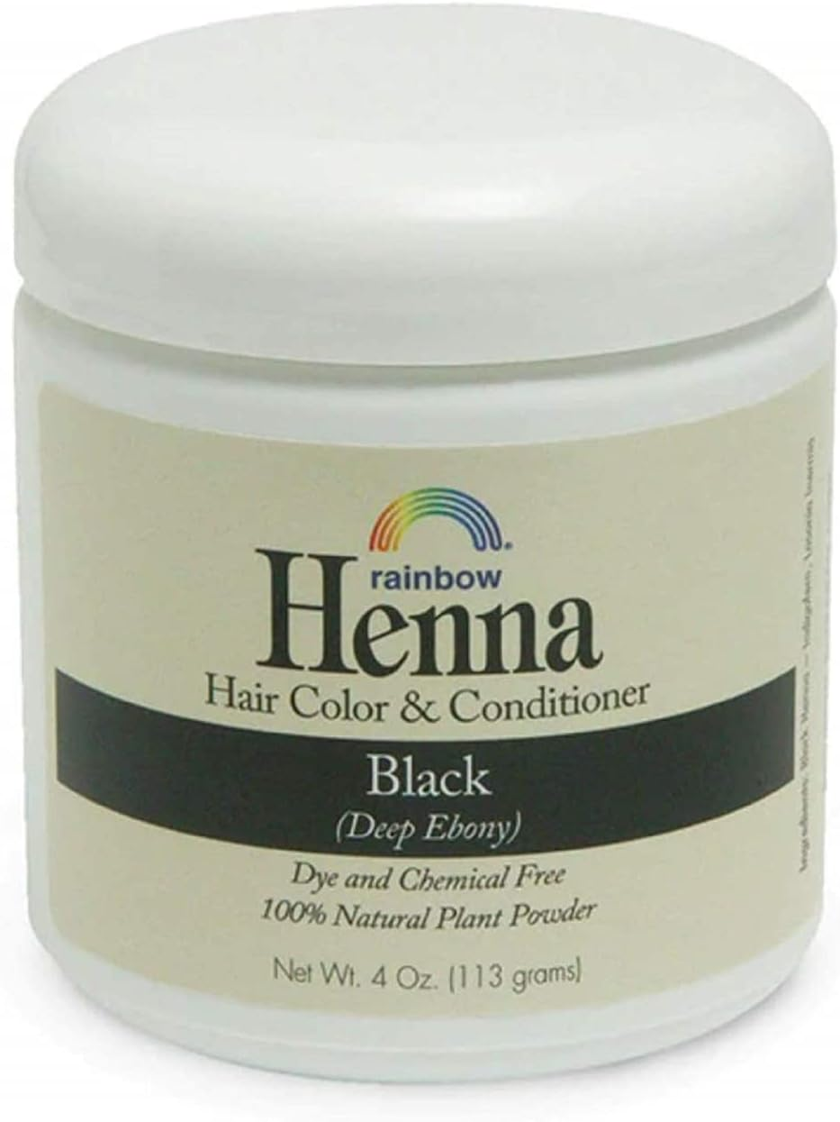 Rainbow Research Henna Persian Black (Deep Ebony) Hair Colour & Conditioner-4 Powder