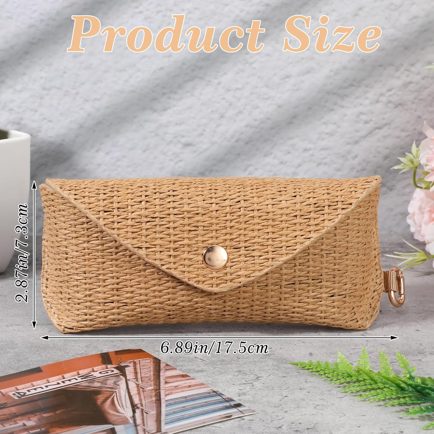 YBEATY Woven Straw Glasses Case Straw Sunglasses Case Hard Shell Glasses Eyeglass Travel Pouch Boho Rattan Protective Sunglass Pouch Organizer Storage Holder for Women Fashion Accessories Vacation image number 3
